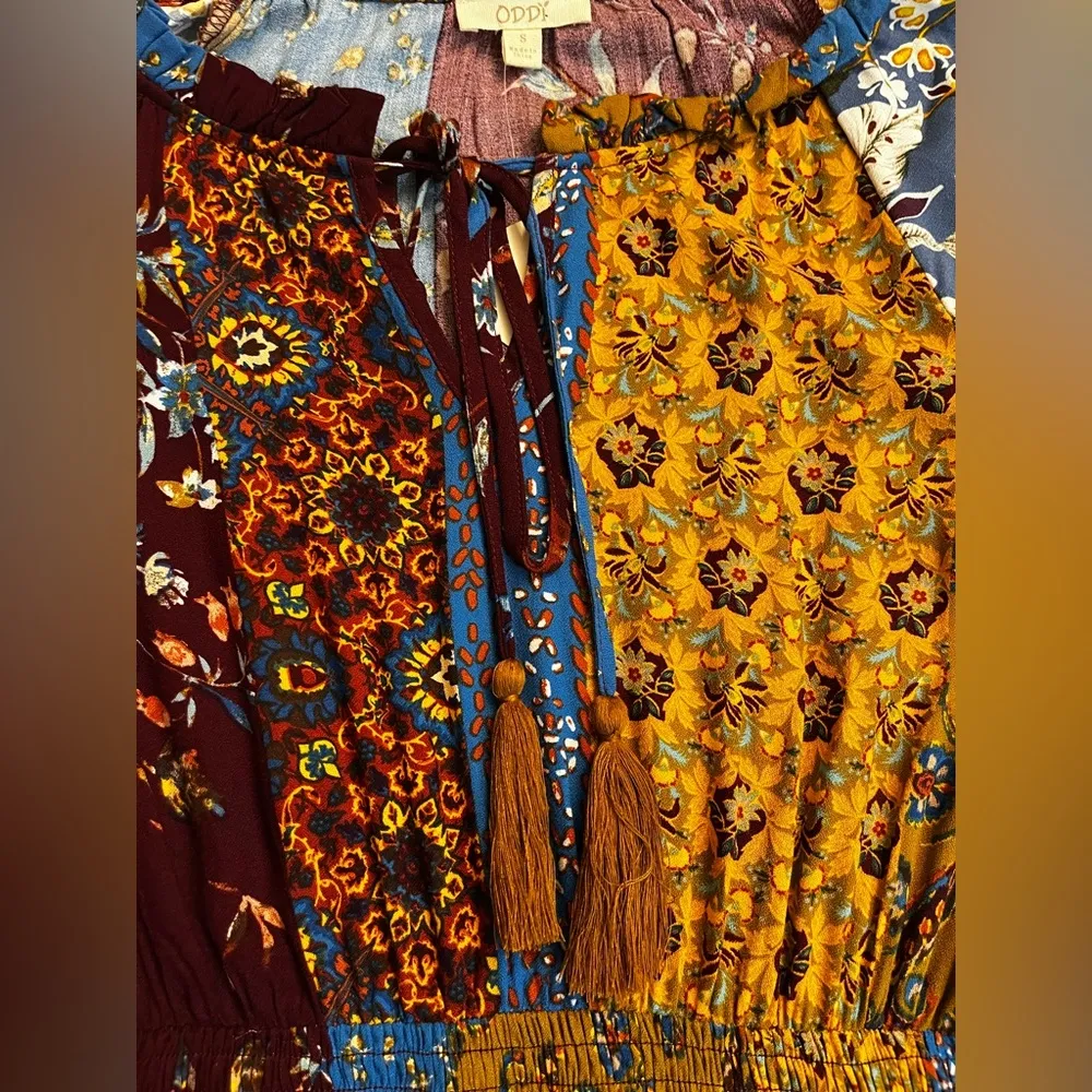 Oddy floral mixed print boho midi dress nwt Blue - Image 3