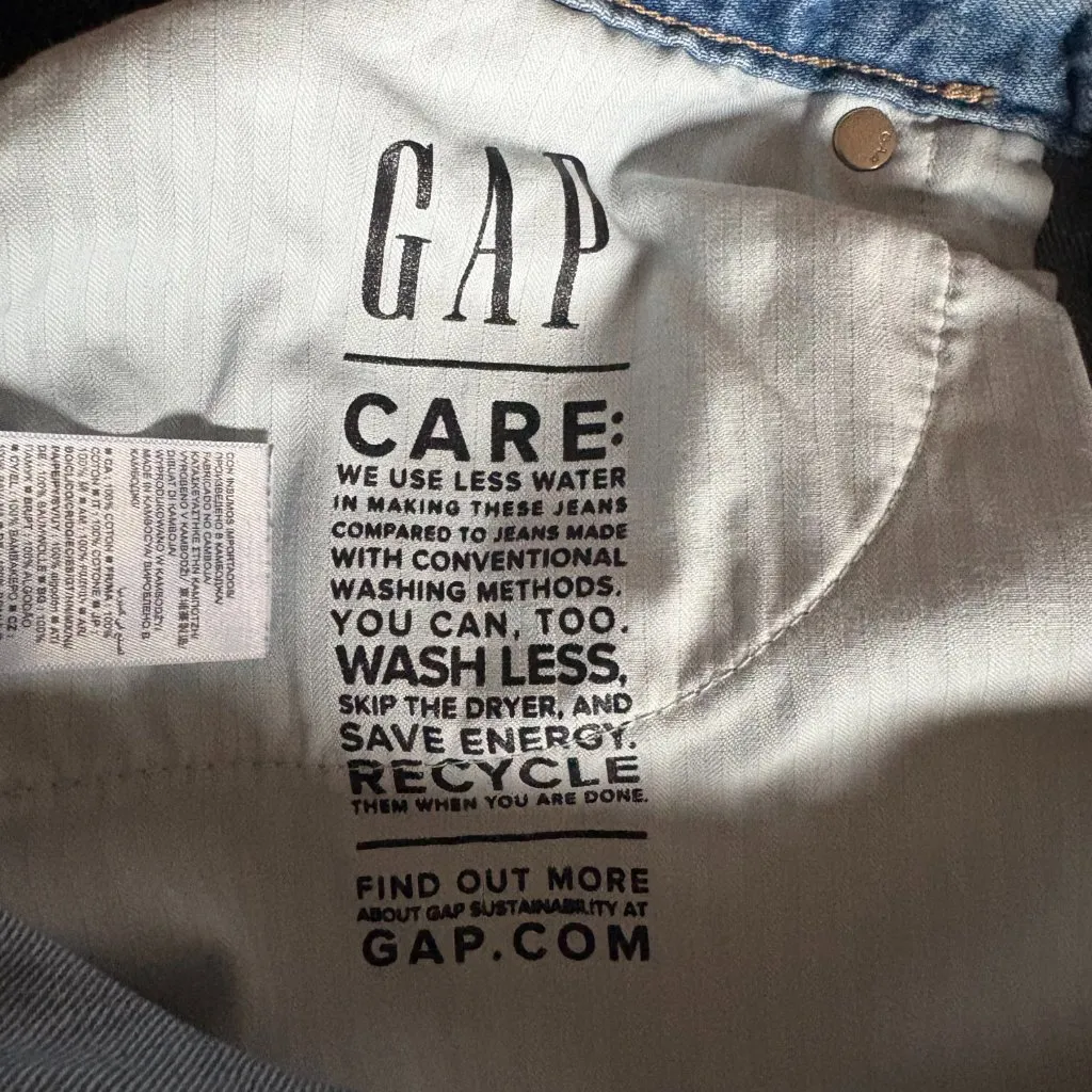 Gap Baggy Low Rise cotton denim mixed media blue jeans women's 31 / 12 short - Image 3