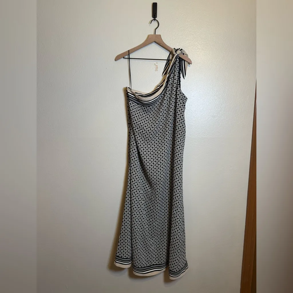 Abercrombie & Fitch One Shoulder Scarf Bow Midi Dress XL Tall - Image 3