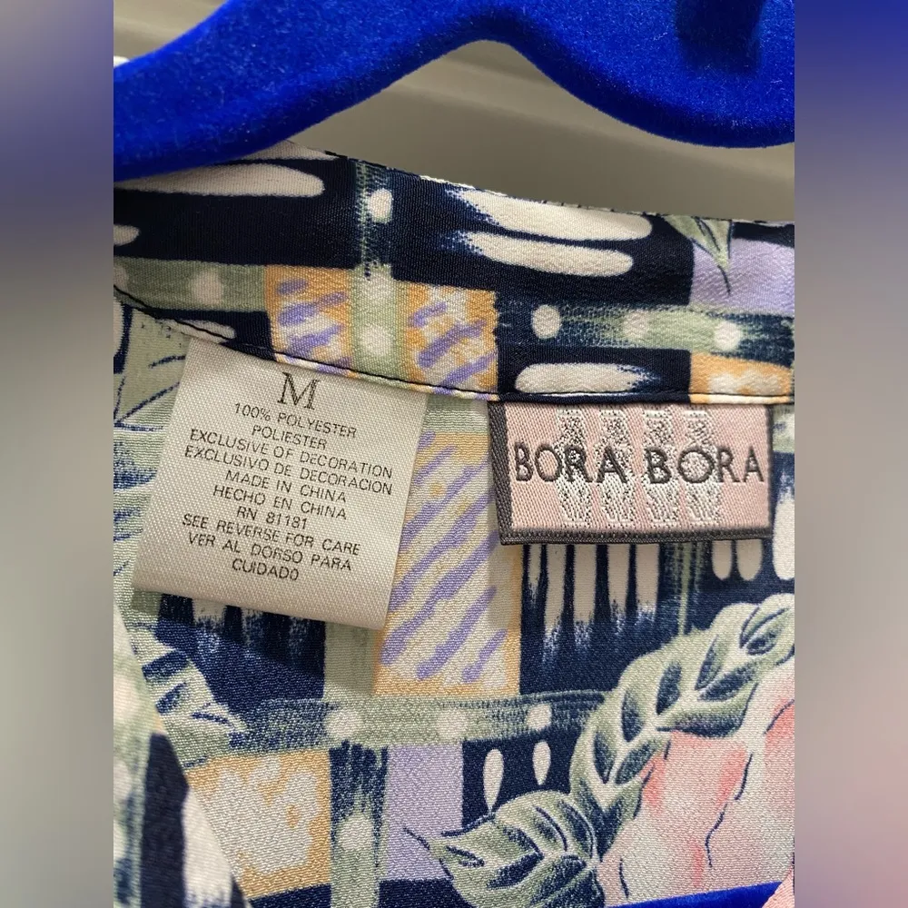 VTG 80s Bora Bora Short Sleeve Floral Geometric Printed Button - Image 9