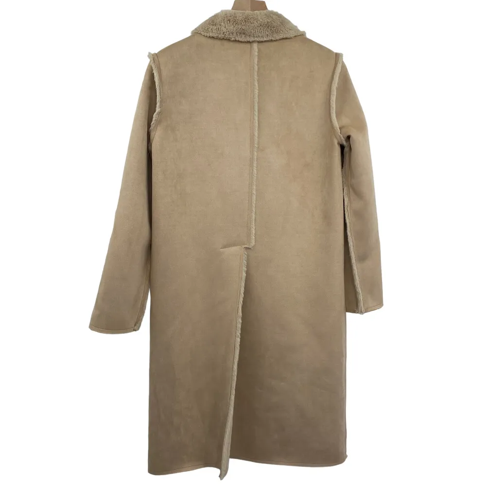 Anthropologie Ett:twa Snowdrift Reversible Faux Fur Suede Longline Coat Small - Image 4