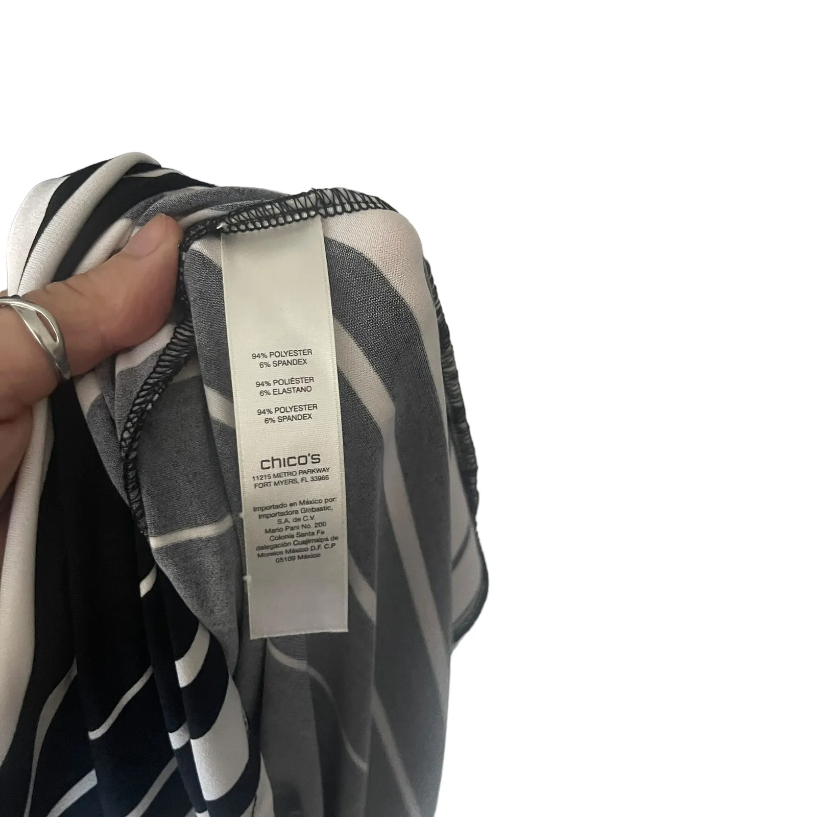 Chico's Women's Size 1 Small Black White Geometric Striped Maxi Dress‎ - Image 7