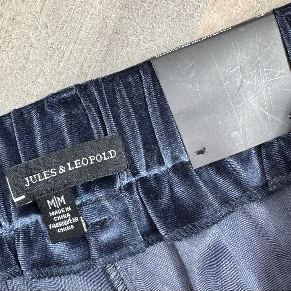 Jules & Leopold Velvet Velour Pants Slim Leg Pull On Ankle Blue Medium - Image 6