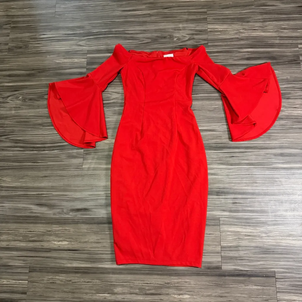 Bisou Bisou Michelle Bohbot red off shoulder dress size 4 - Image 2