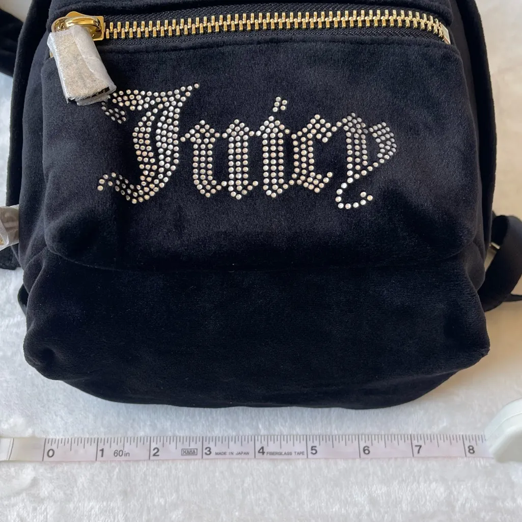 Juicy Couture Bel Air Bijoux Luxe Velour Mini Backpack in Black/Golden  Accents - Image 9