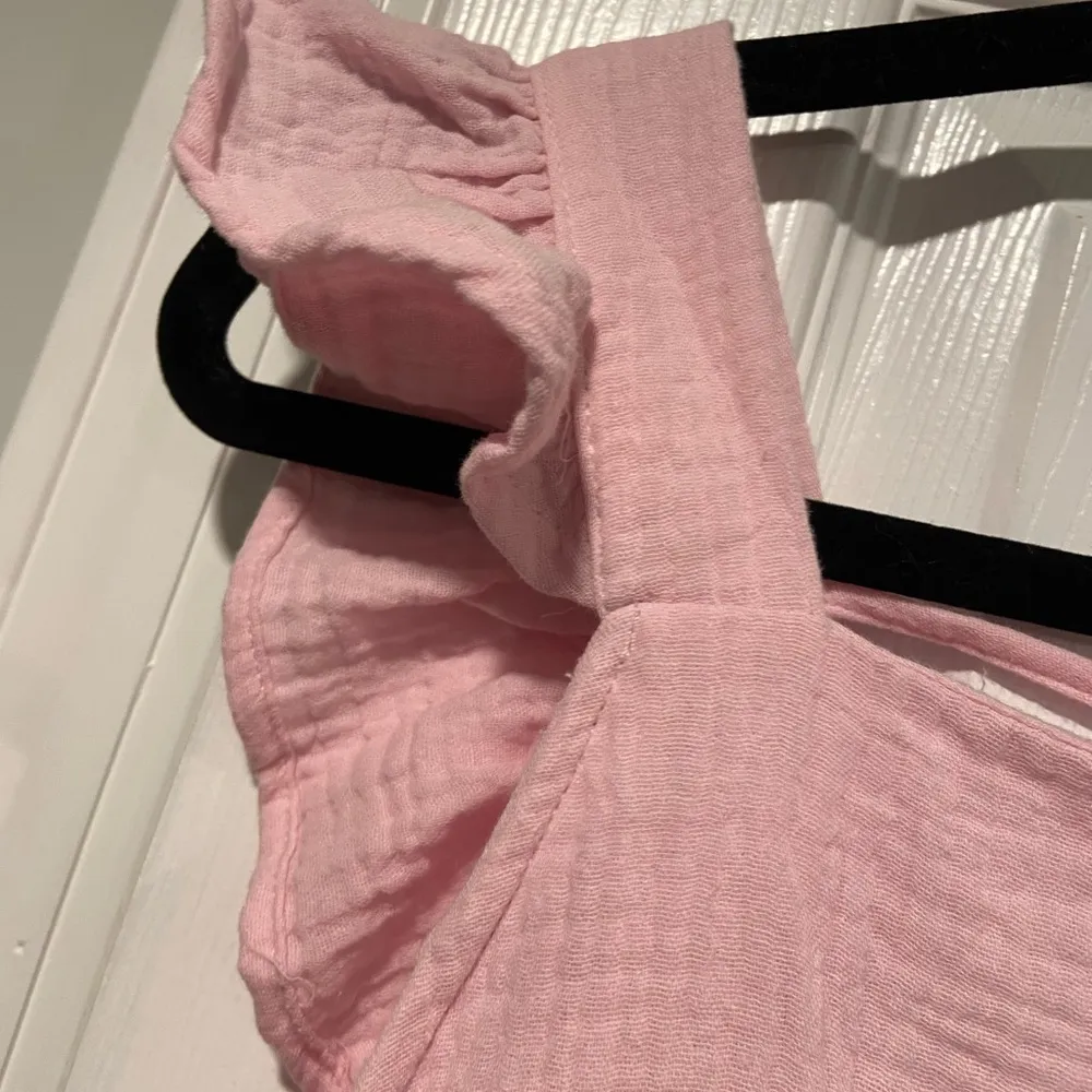 Vero Moda Size L Soft Pink Cotton Gauze Open Back Ruffle Sleeve Tank Top - Image 4