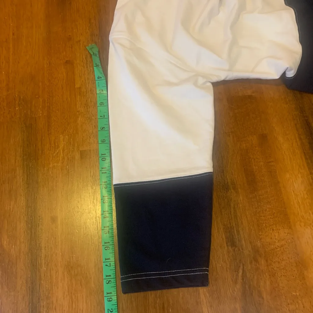 Jaclyn Smith Top Large White and Navy Color Block Hoodie zip Nautical Coastal - Image 5