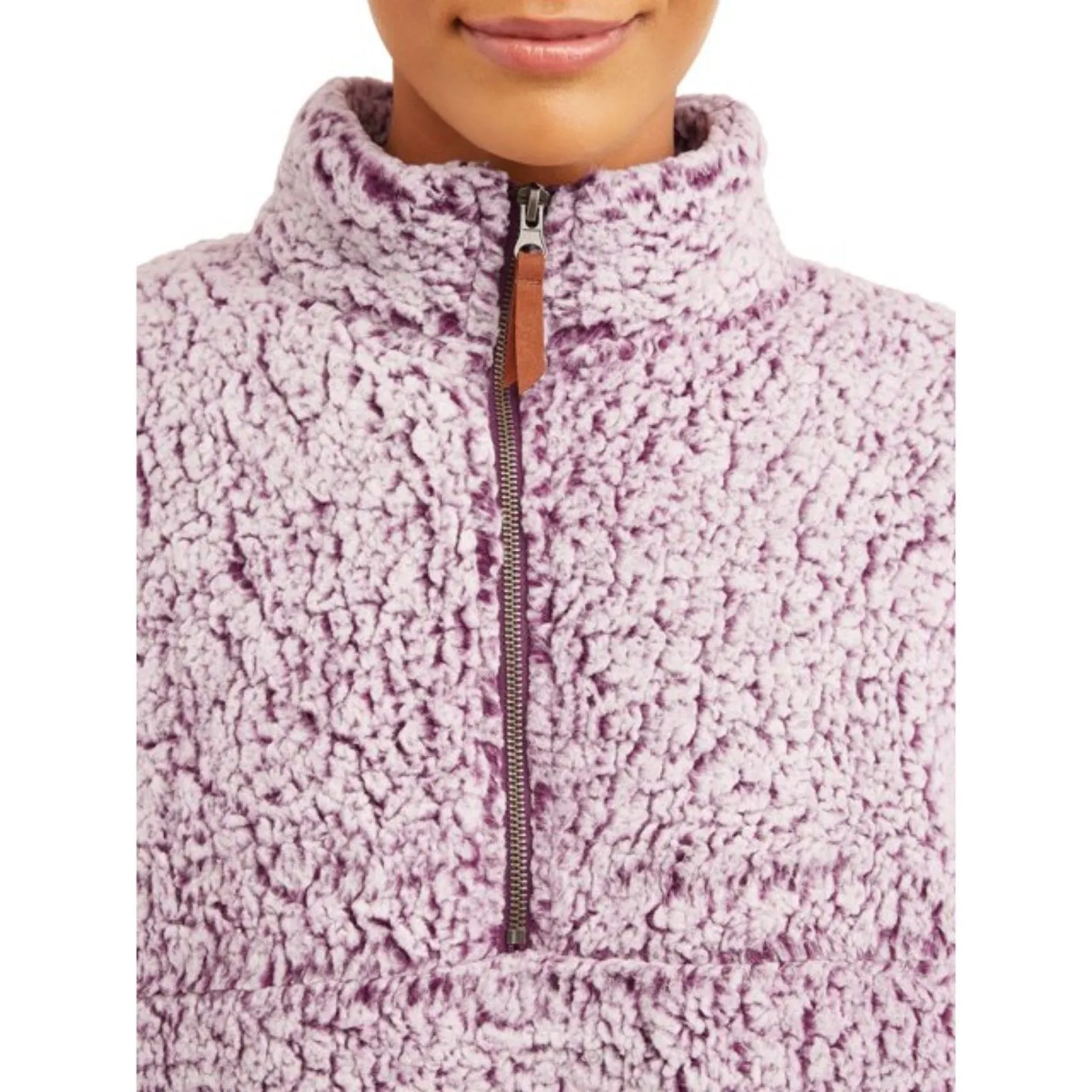 Time and Tru | Purple Snow Tipped Quarter Zip Teddy Jacket | Medium 8 - Image 4