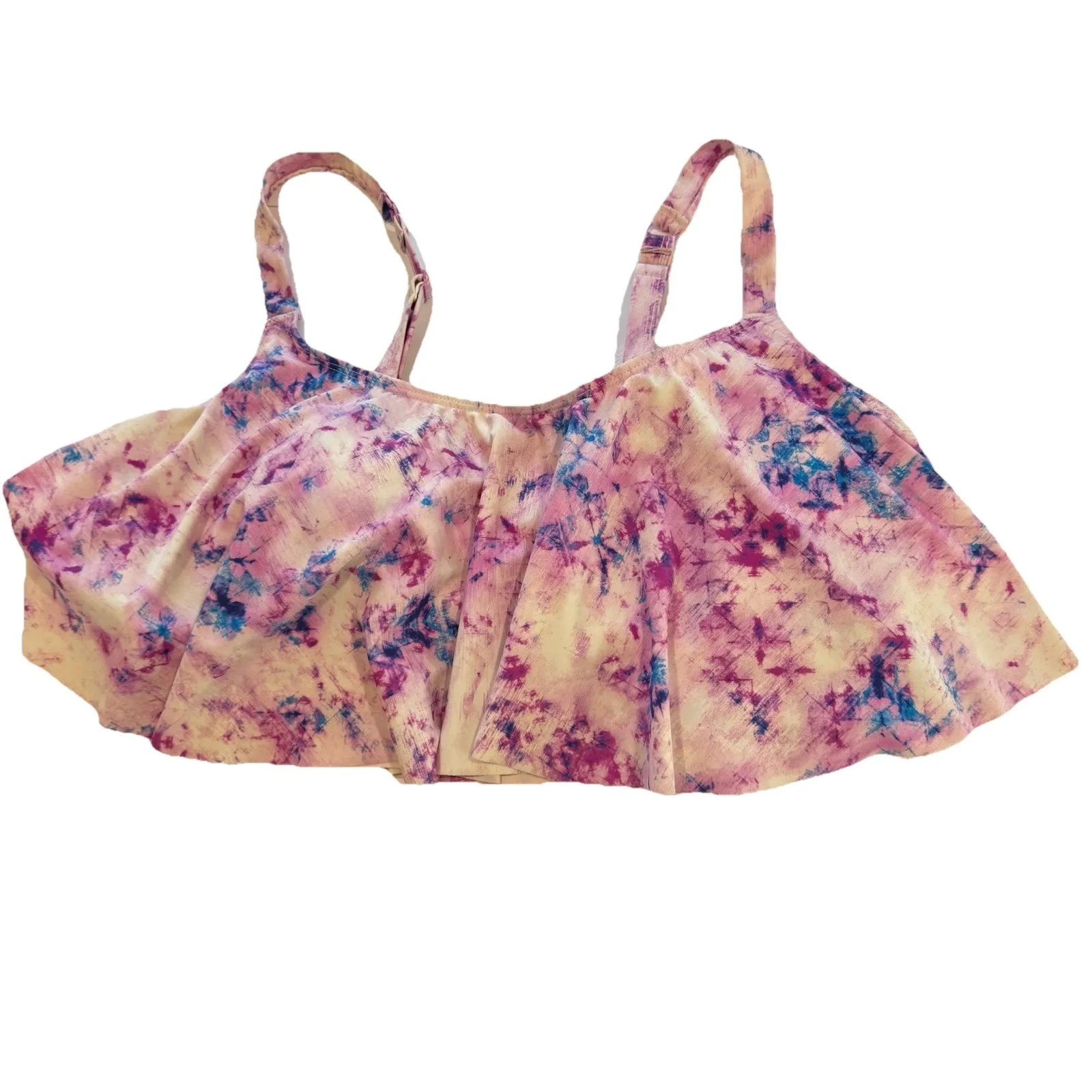 Torrid Pink Tye Dye Wireless Flounce Bikini‎ Top Size 1X - Image 3