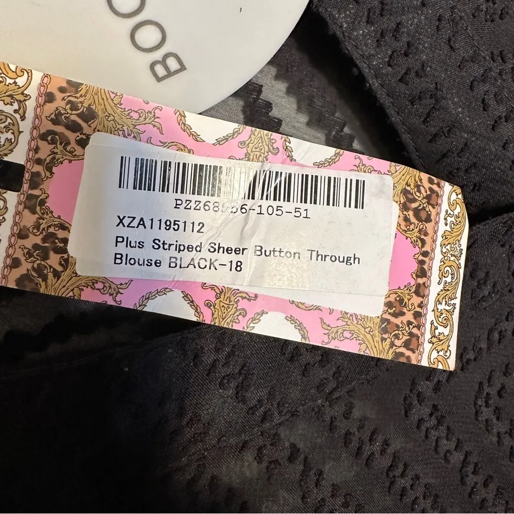 NWT BooHoo Striped Sheer Button Through Blouse Womans Plus Size 14 - Image 4