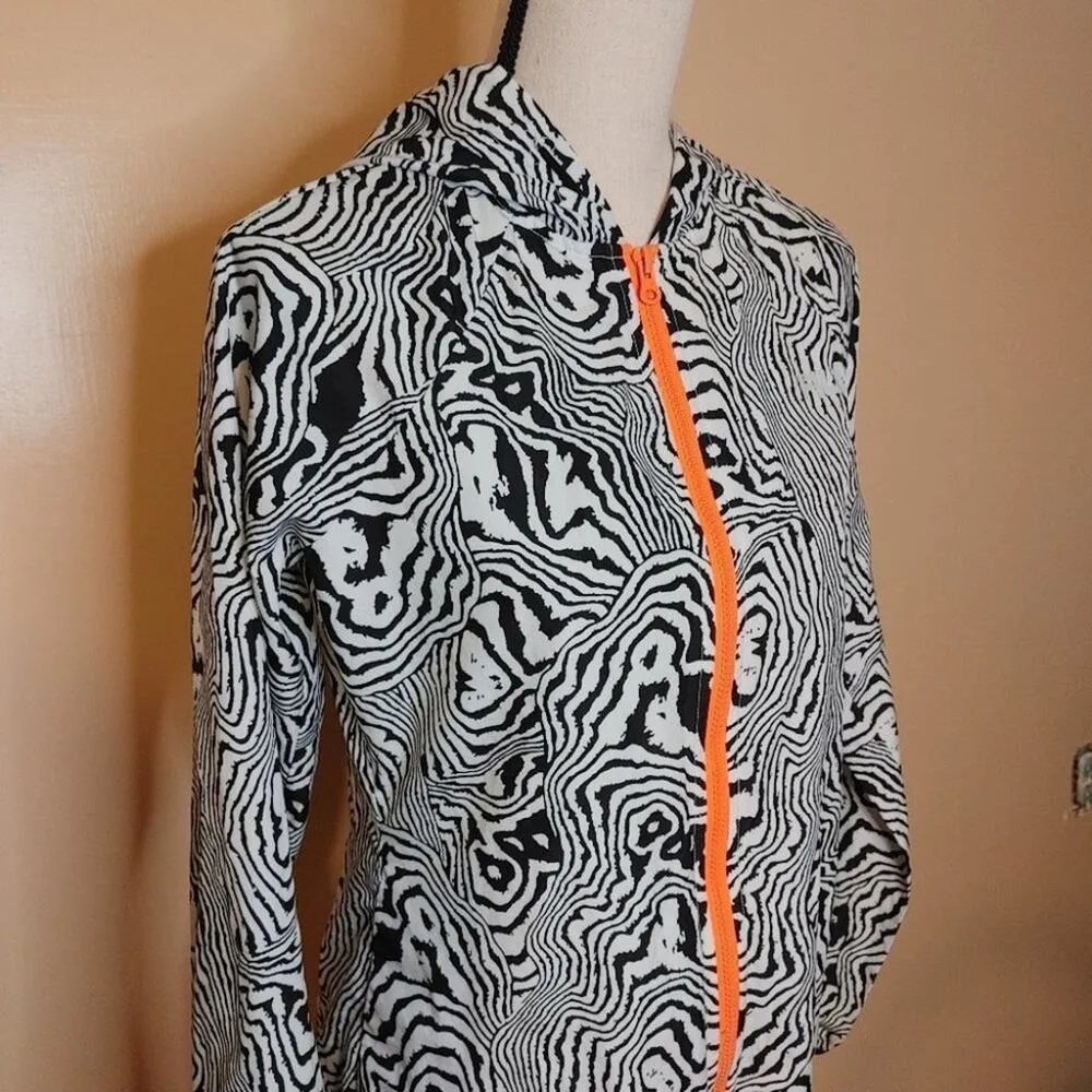 FILA Sport White Black Neon Coral Zebra Print Thin Long Sleeve Jacket Size XS - Image 5
