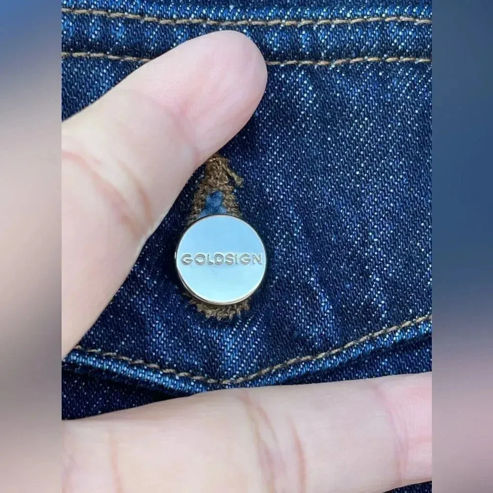 Goldsign The Pleat Cropped Denim Jacket size medium Blue - Image 5