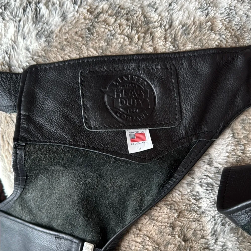 Black leather chaps made in the USA SIZE SMALL Size L - Image 2
