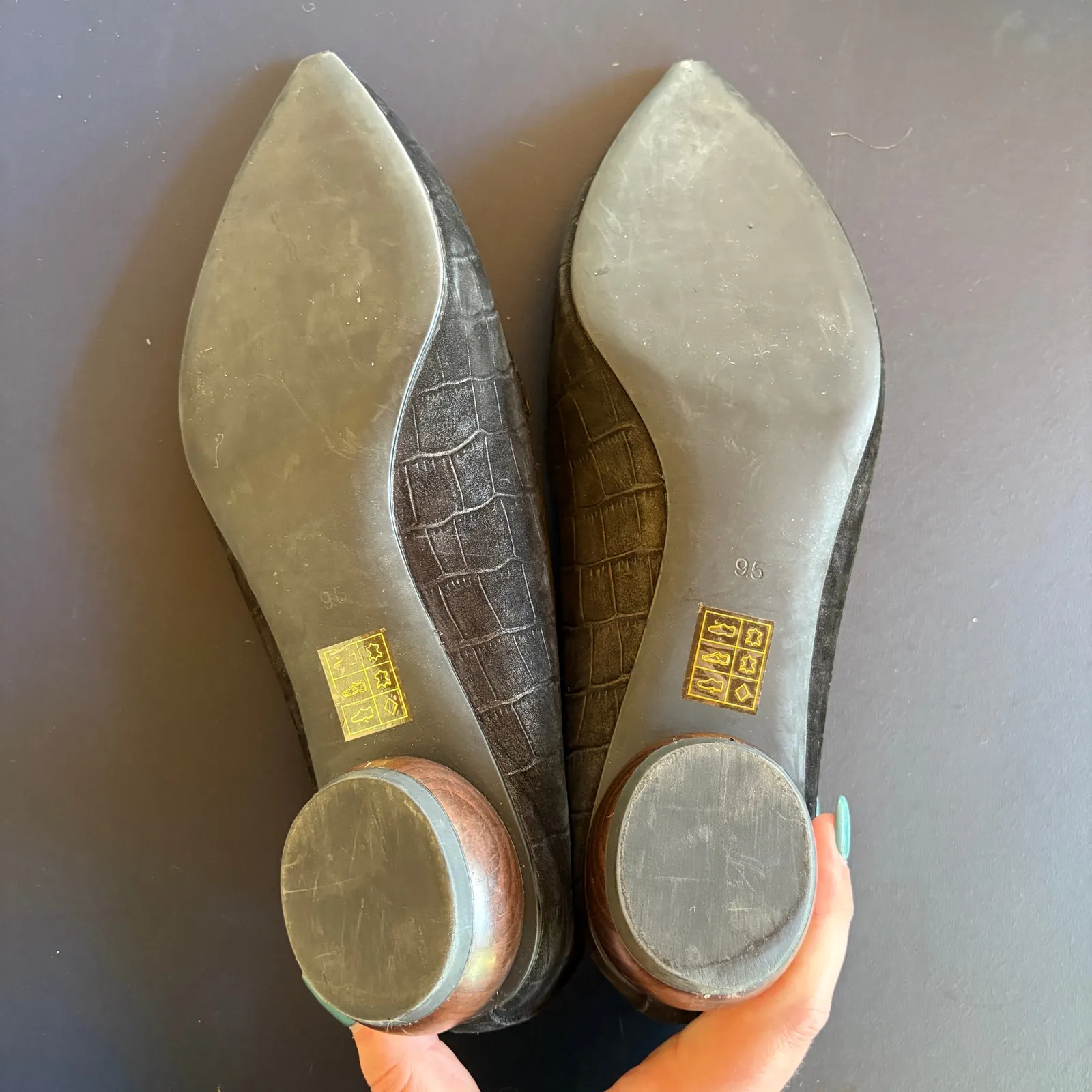 Jeffrey Campbell Viona W-D Suede Pointed Toe Loafers Heeled Leather Flats 9.5 - Image 5