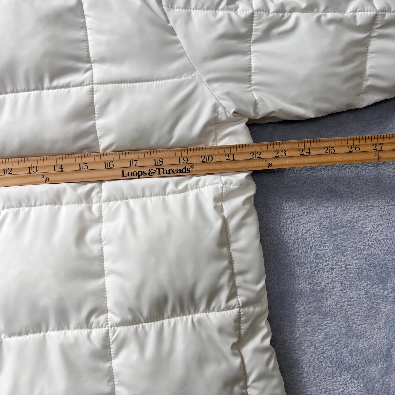 YPB Cream Puffer Jacket Women's Large Winter Quilted Coat Warm Zip Snap Neutral White - Image 8