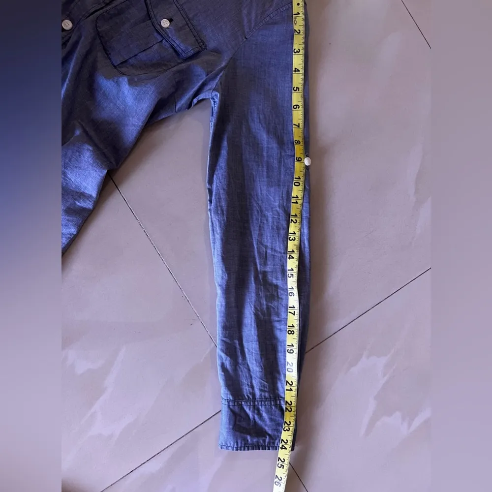 J Crew Shirt Womens Sz S Blue 100% Cotton Chambray Button Up Roll Tab Sleeve - Image 15