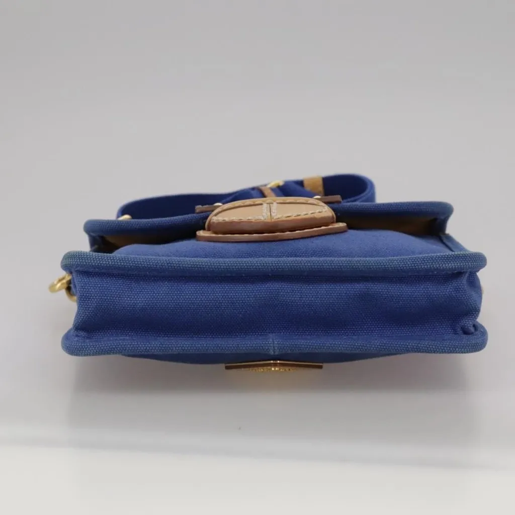 Shoulder Bag Canvas Blue Authentic - Image 11