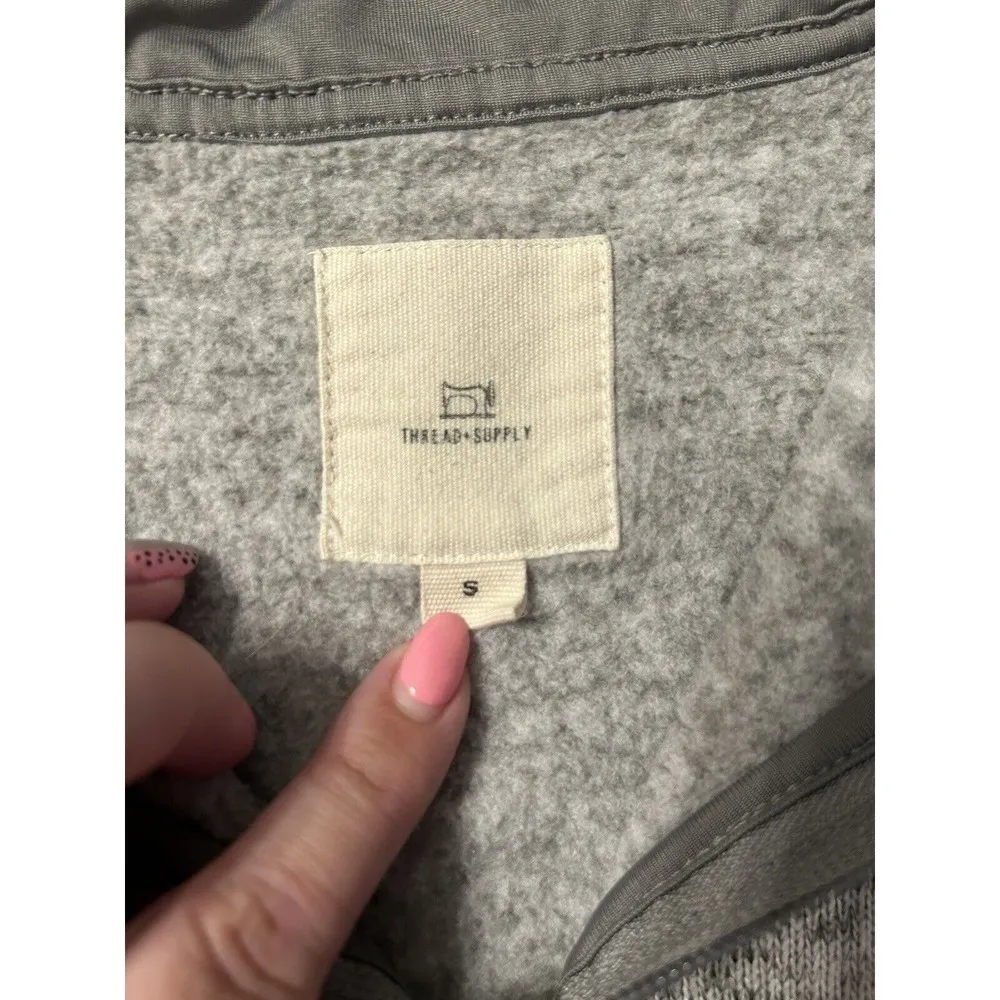 Thread & Supply quarter zip jacket Small gray heathered pocket - Image 3