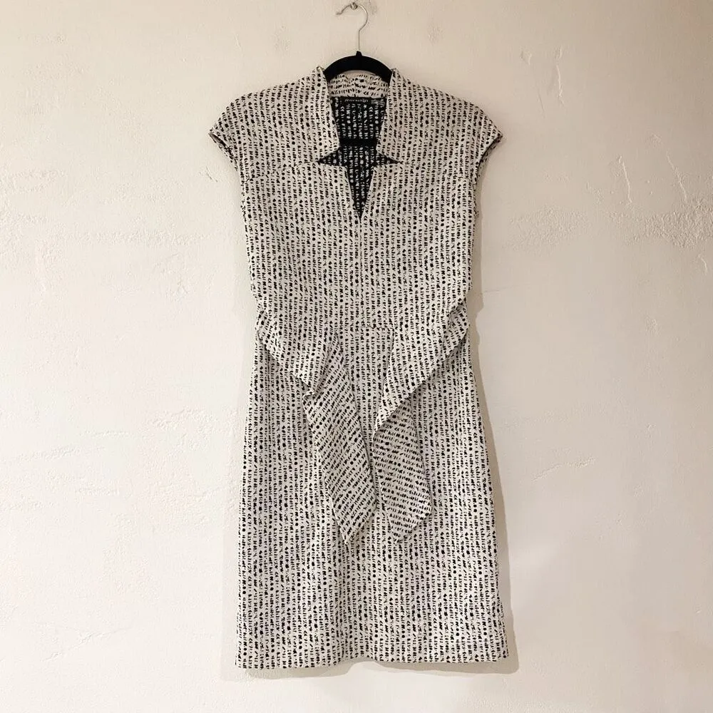 Josie Natori Raindrops Tie Front Sheath Dress in Black White Size 2 - Image 2