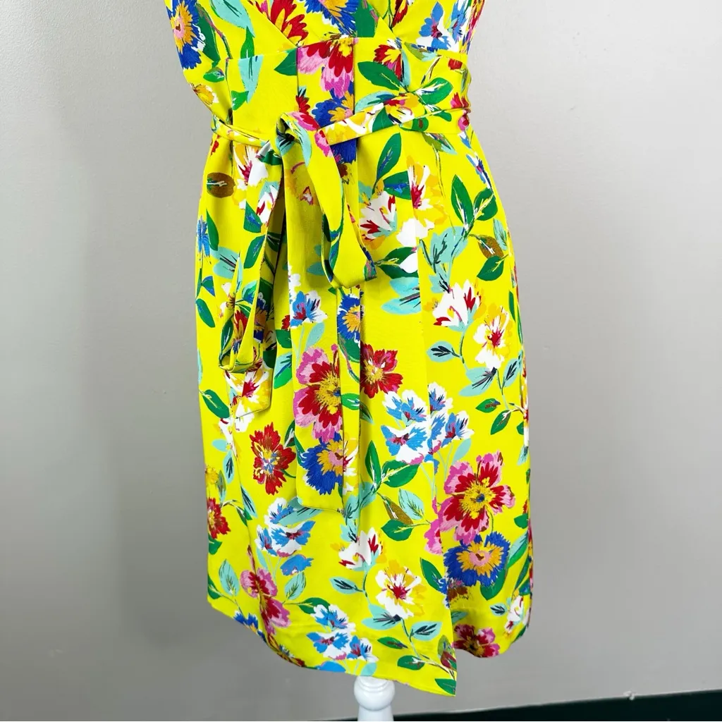 NEW Kate Spade Cathleen Yellow Floral Silk Wrap Dress Womens 6 - Image 5