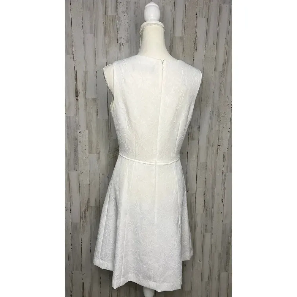 Tahari-Levine Studio Women's White Floral‎ Fit & Flare Dress Size 4 - Image 3