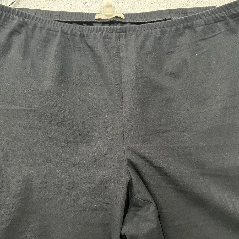 Eileen Fisher Size L Pants Slim Knit Crop Pants Black Stretch Side Zip Capsule - Image 5