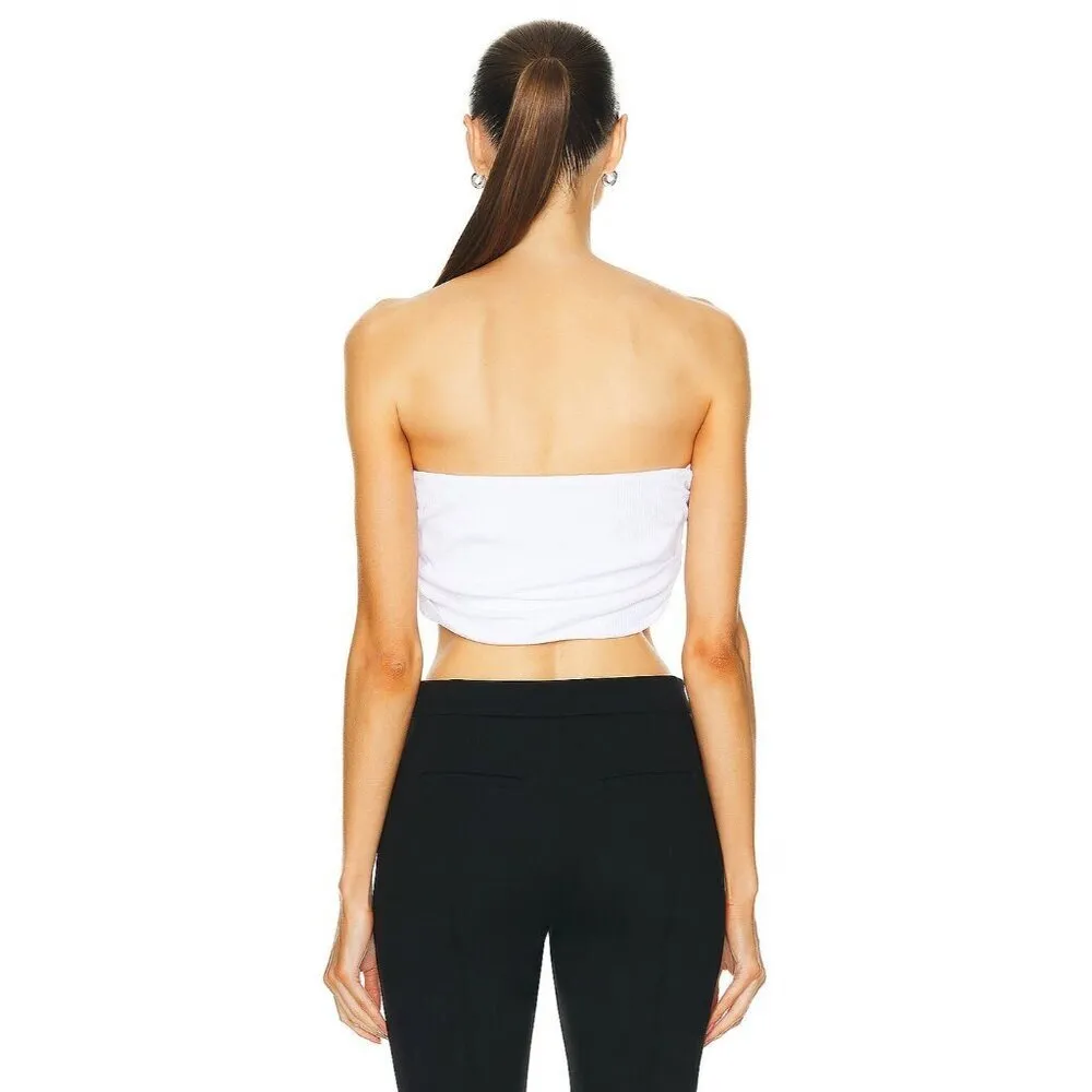 Moschino Jeans Strapless Cropped Top in White Small New Womens Tube Tank - Image 2