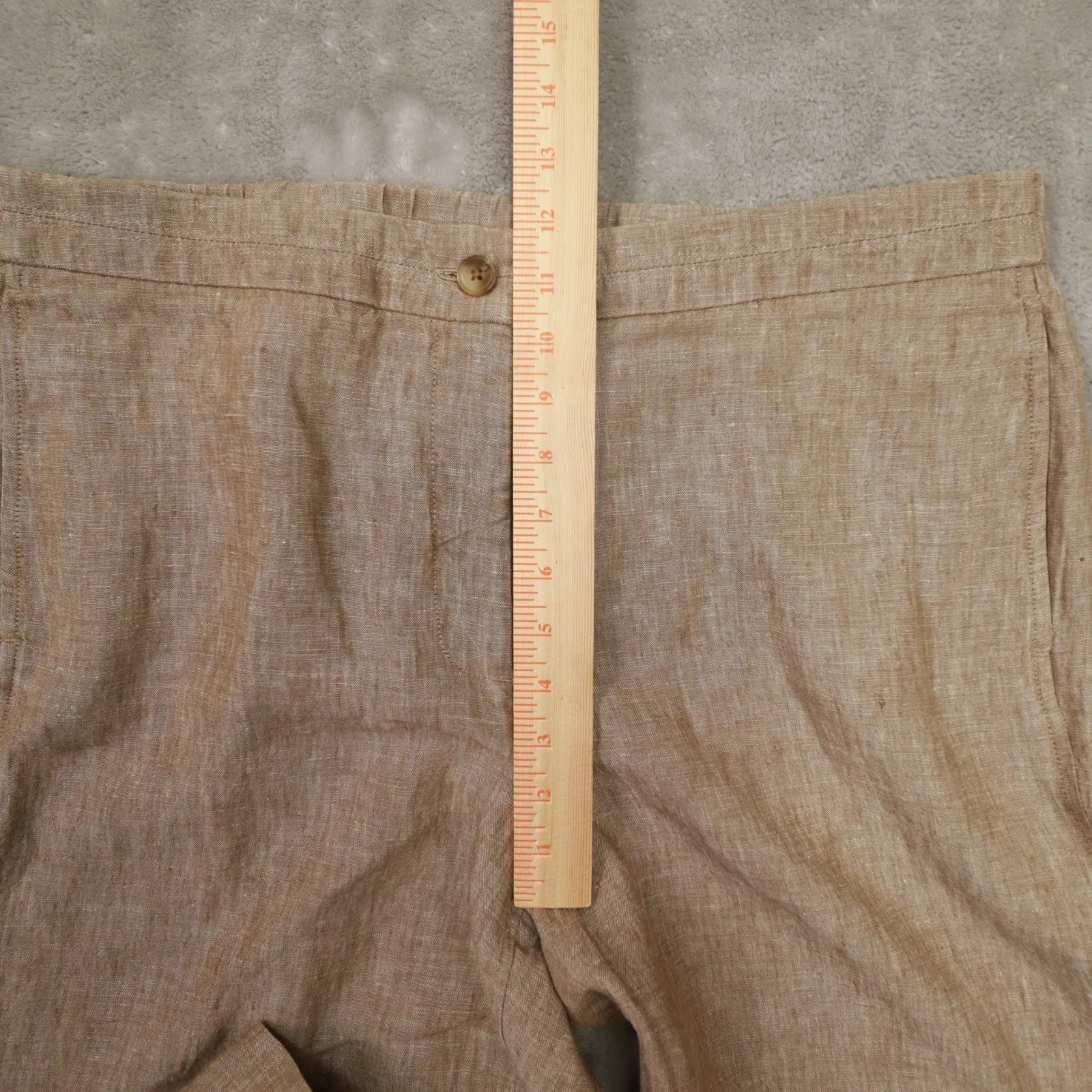 J. Jill Love Linen Beige Wide Leg Cropped Pants Women's Large NWT Beach Boho Tan - Image 9