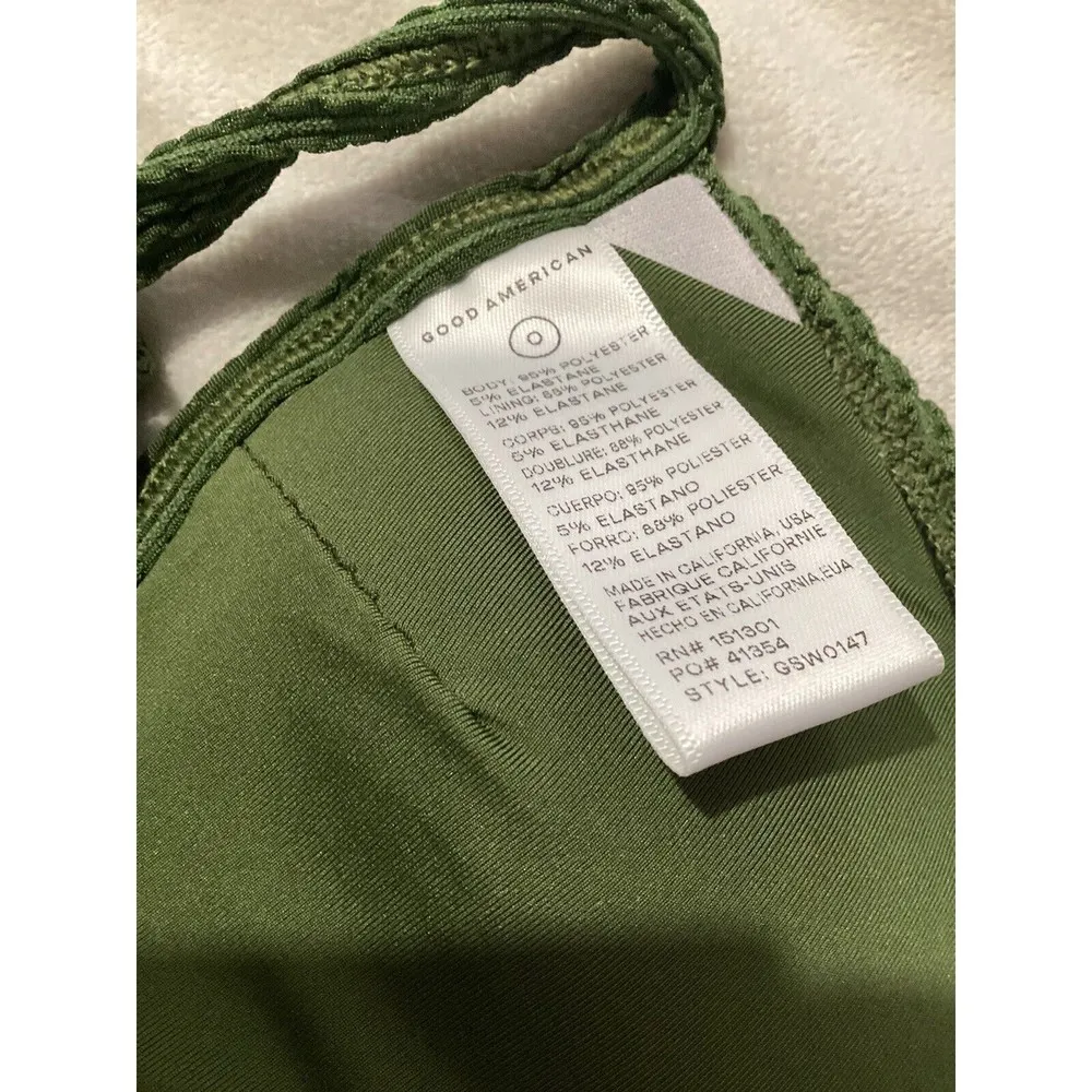 Good American  Always Fits Triangle Ribbed Crinkle Bikini Top Pesto Green 0 US XS - Image 6