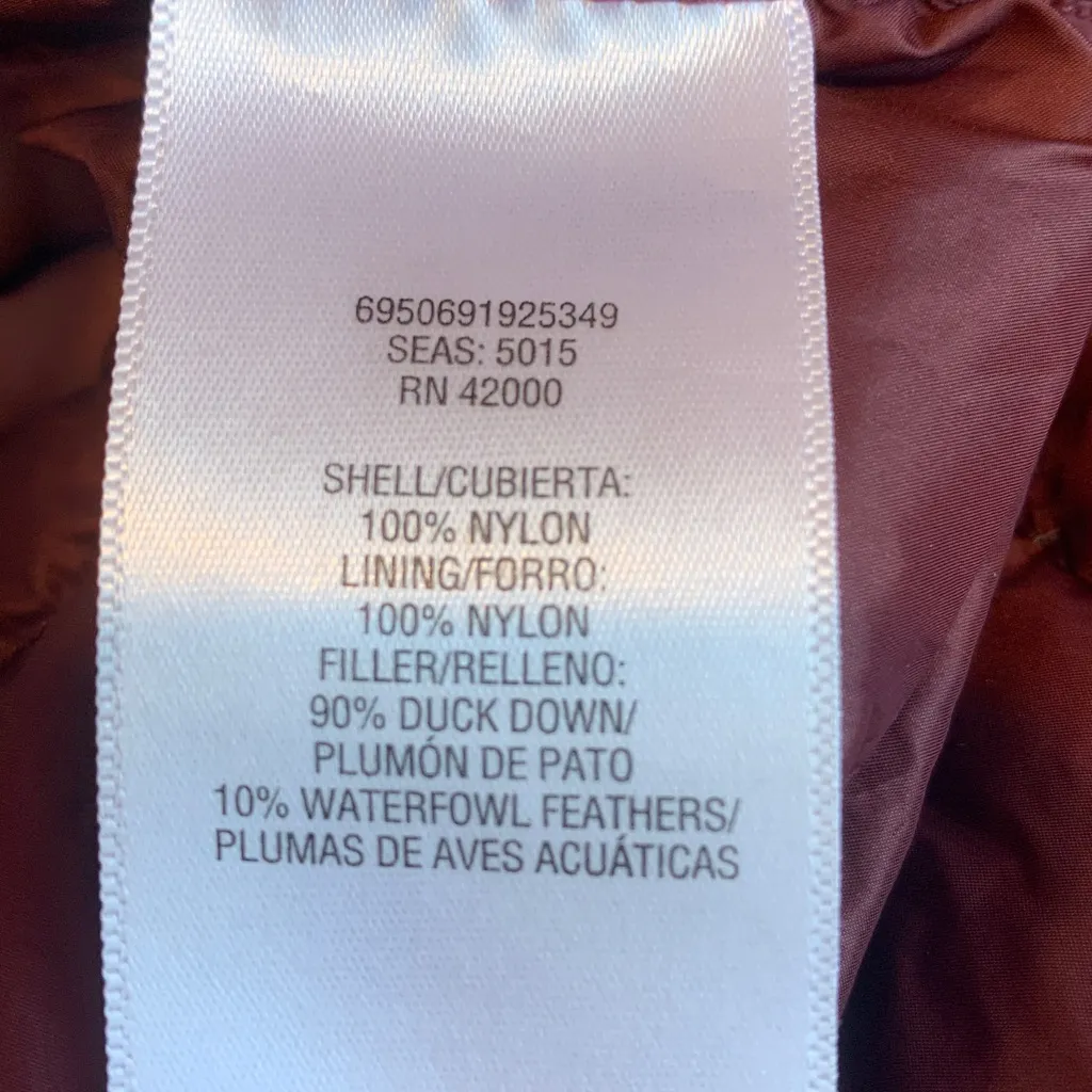 Women's Medium Burgundy Maroon Winter Lightweight Packable Down Puffer Jacket Red - Image 6