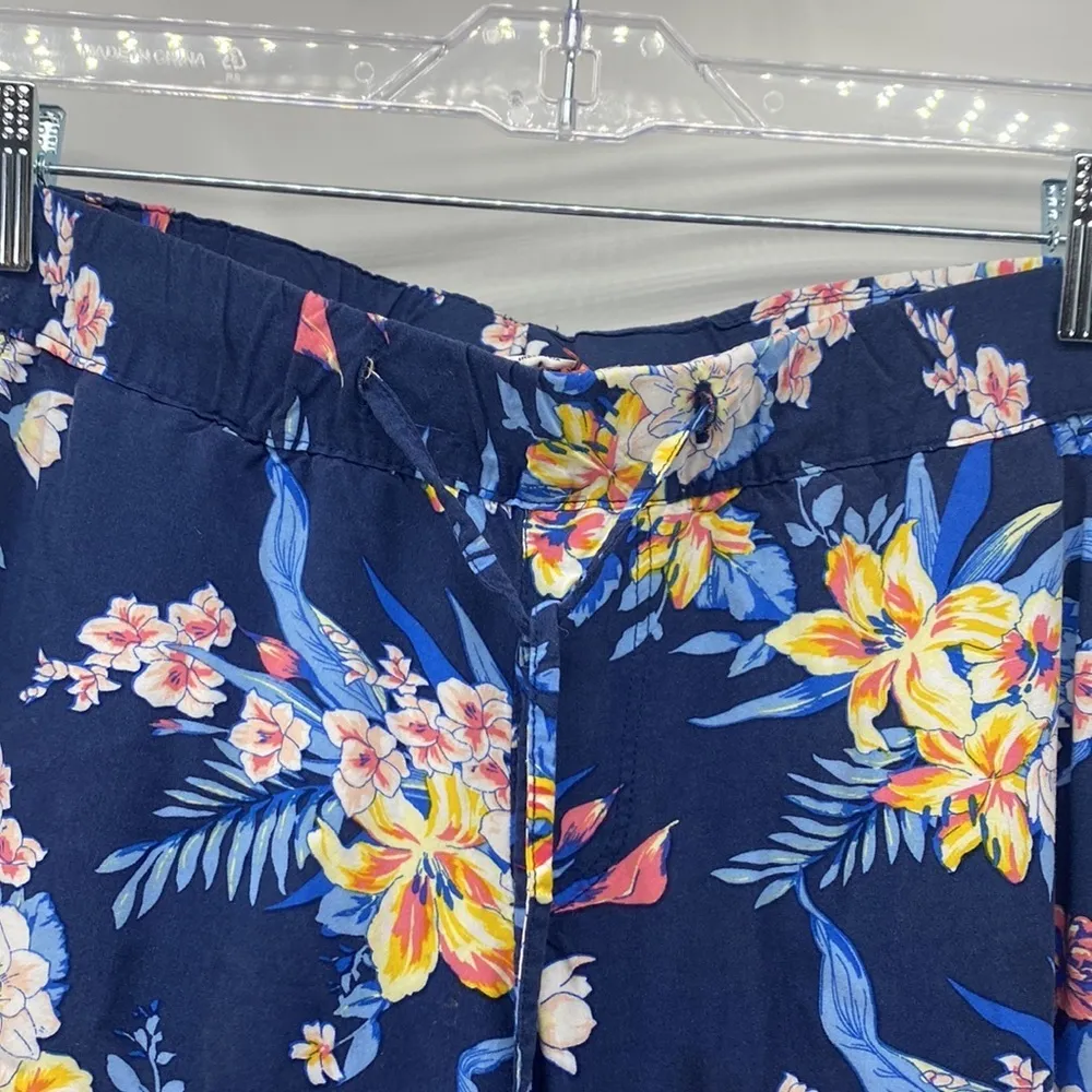 Old Navy blue tropical print elastic draw string lightweight summer vacation - Image 3