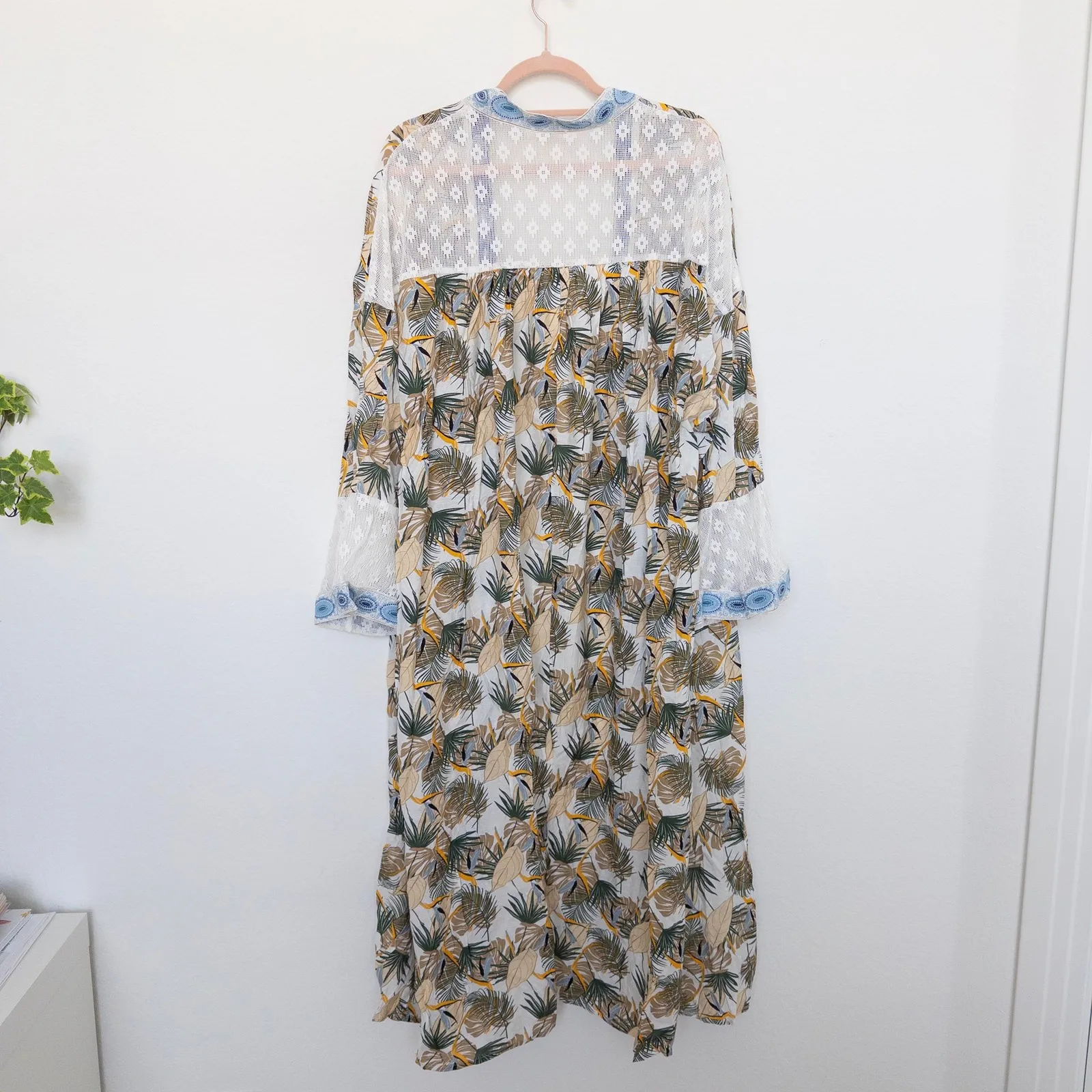 POL Womens Kimono Size M/L Multicolor Palm‎ Leaf Boho Lace Duster Resort Coastal - Image 7