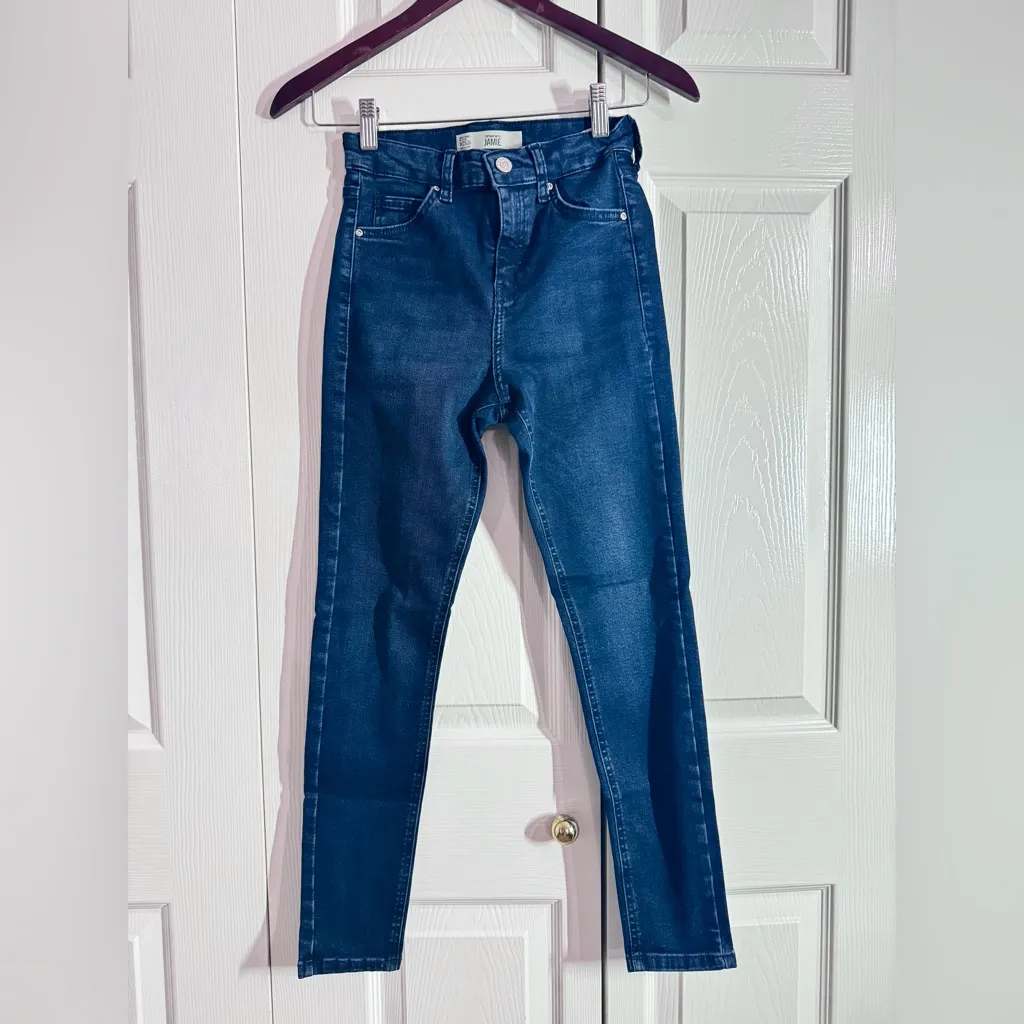 Topshop Jamie High Rise Skinny Jean In Blue Black - Size: 25 - Image 3