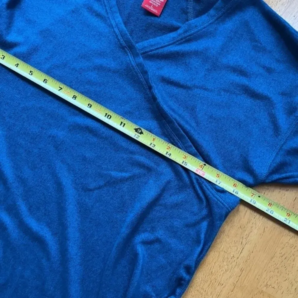 Eastern Mountain Sports Sz L Teal Stretch V Neck Blouse Sweater Fleece Pullover - Image 8