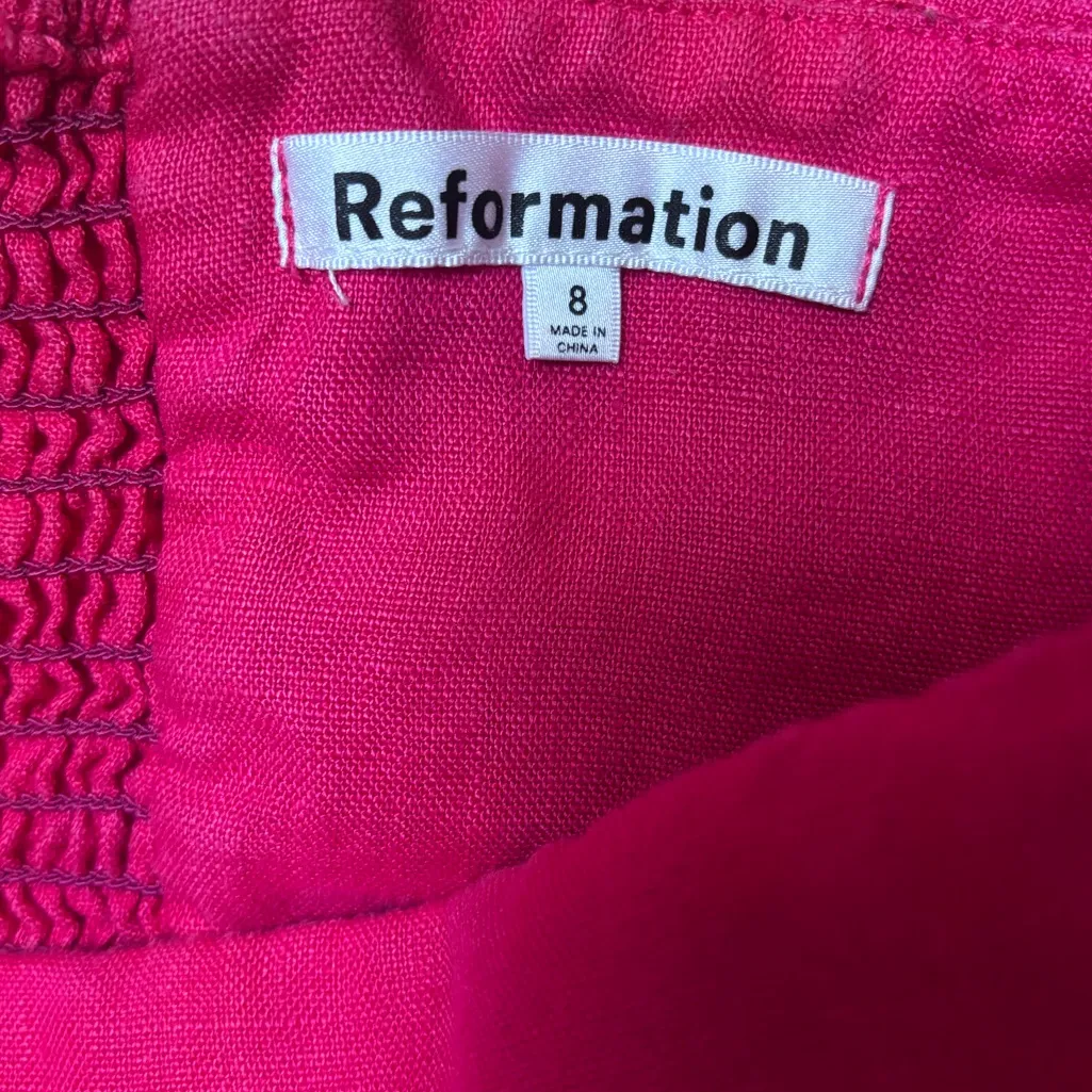 Reformation Strapless Fuchsia Dress - Image 6