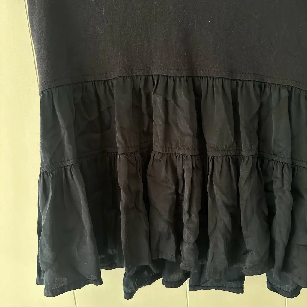 Anthropologie Maeve Black V-neck Louisa Tiered Peasant Babydoll Tee Shirt Top XS - Image 4