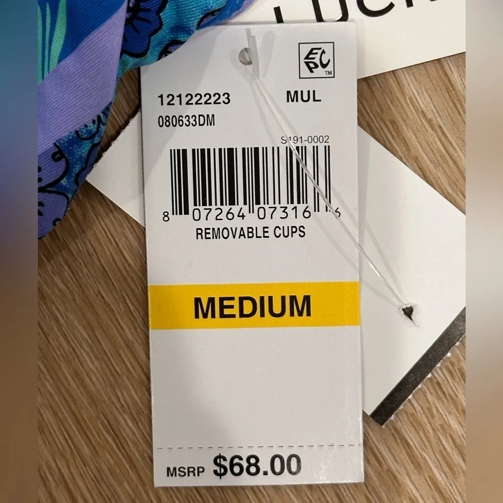 Lucky Brand Bikini Set High Rise Blue Floral Geometric Medium New Beachy Vacay - Image 6