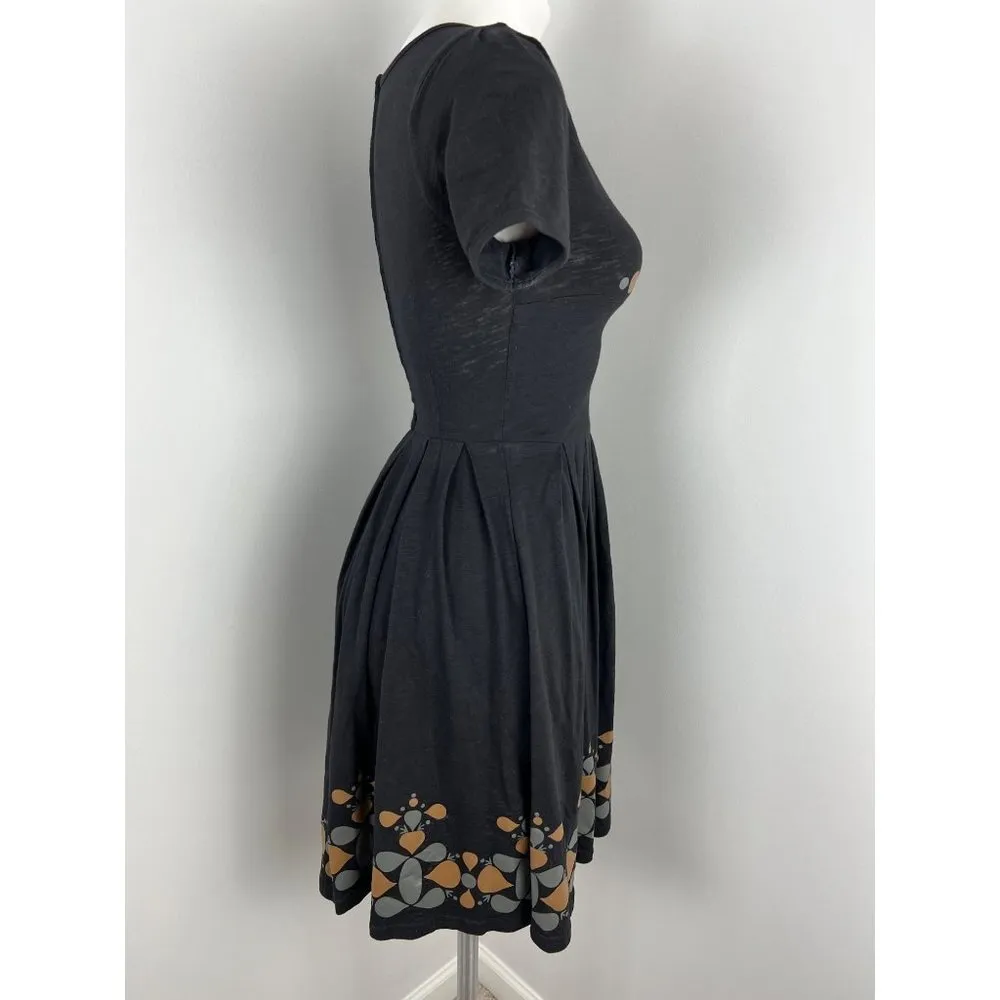 Dear Creatures Short Sleeved Fit & Flare Dress XS Twee Black - Image 3