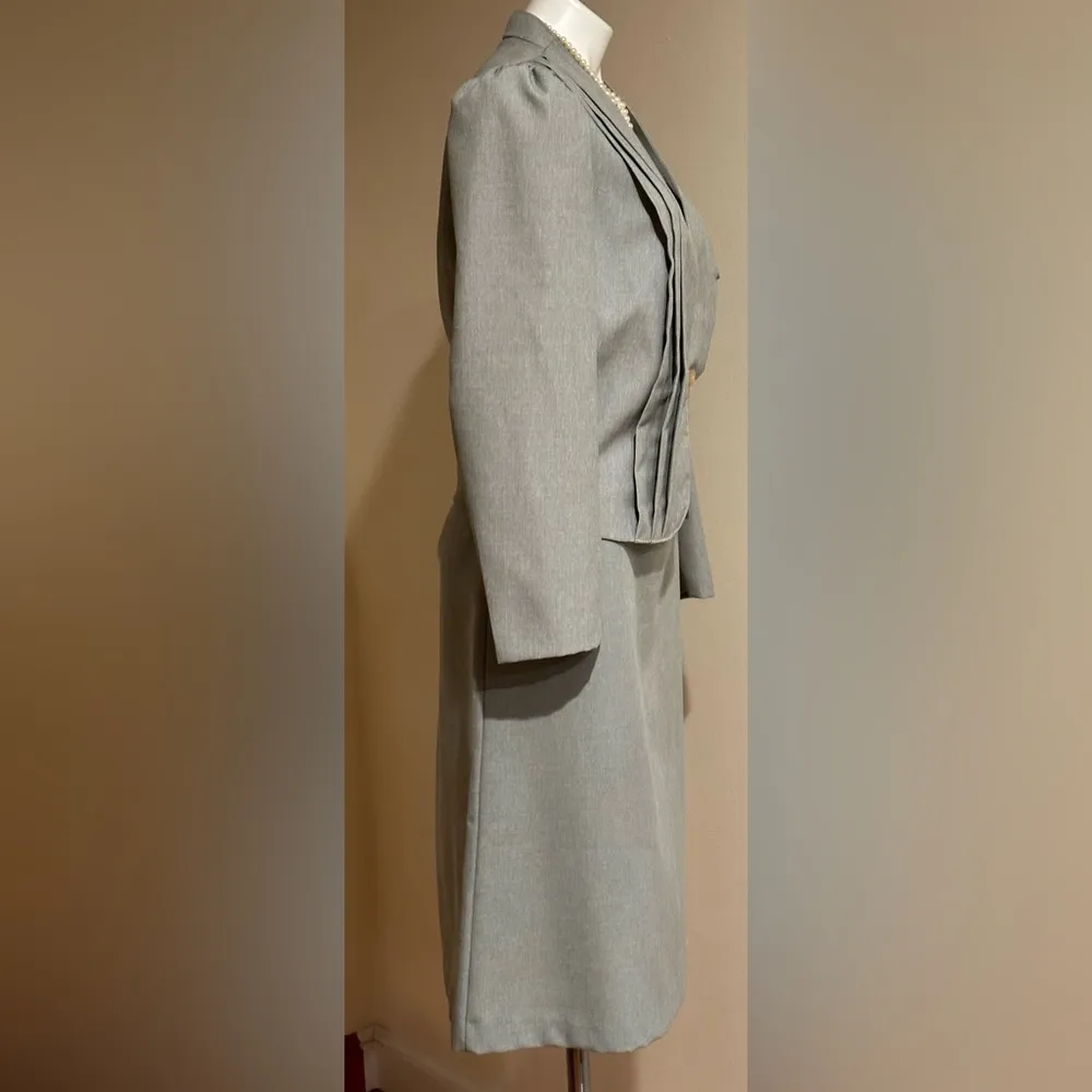 ILGWU Int. Vintage Ladies Garment Gray Skirt Jacket Suit Set Business Sz 18 - Image 3