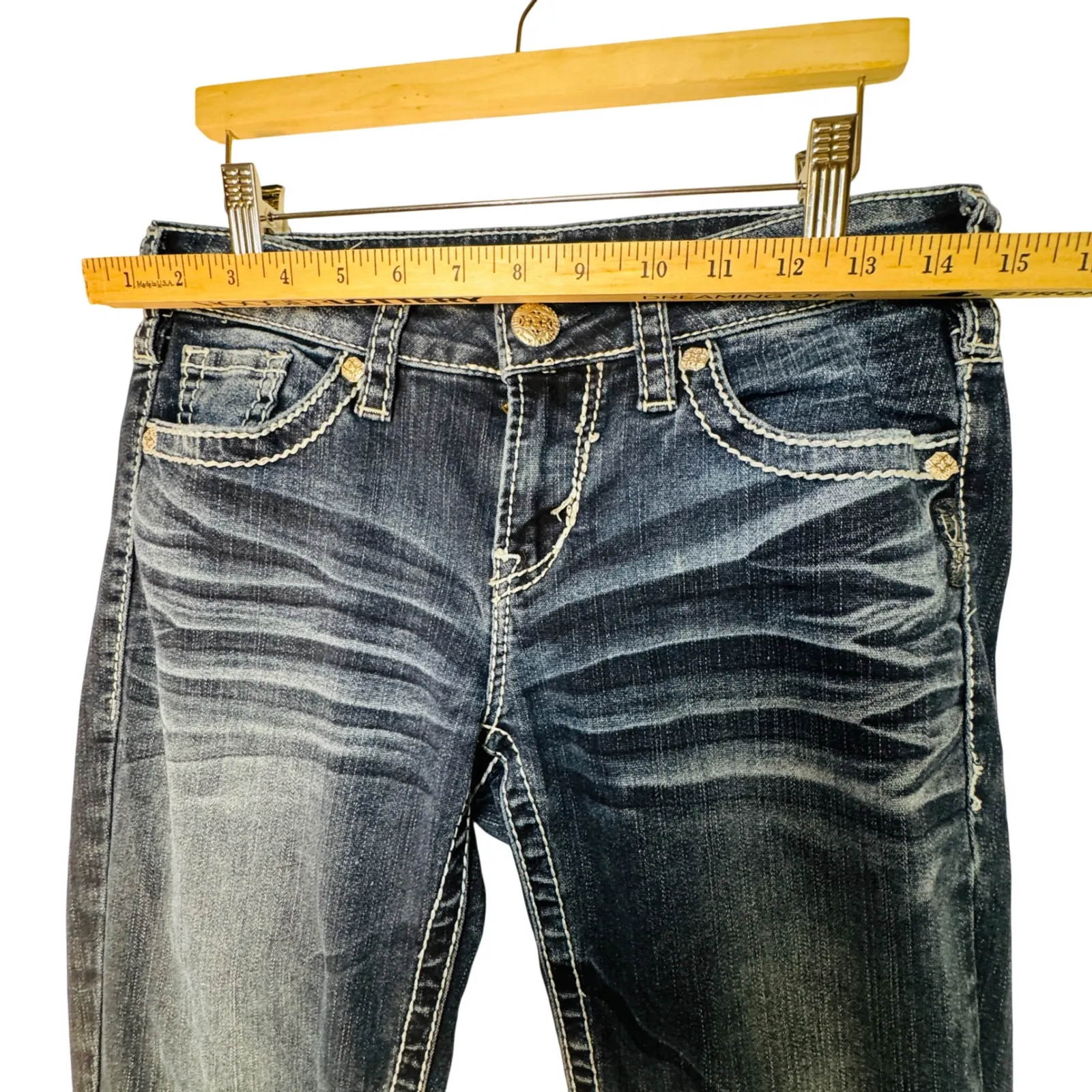 Silver Jeans Aiko Bootcut Women's W28 L33 Stretch Denim Dark Wash Mid Rise - Image 5