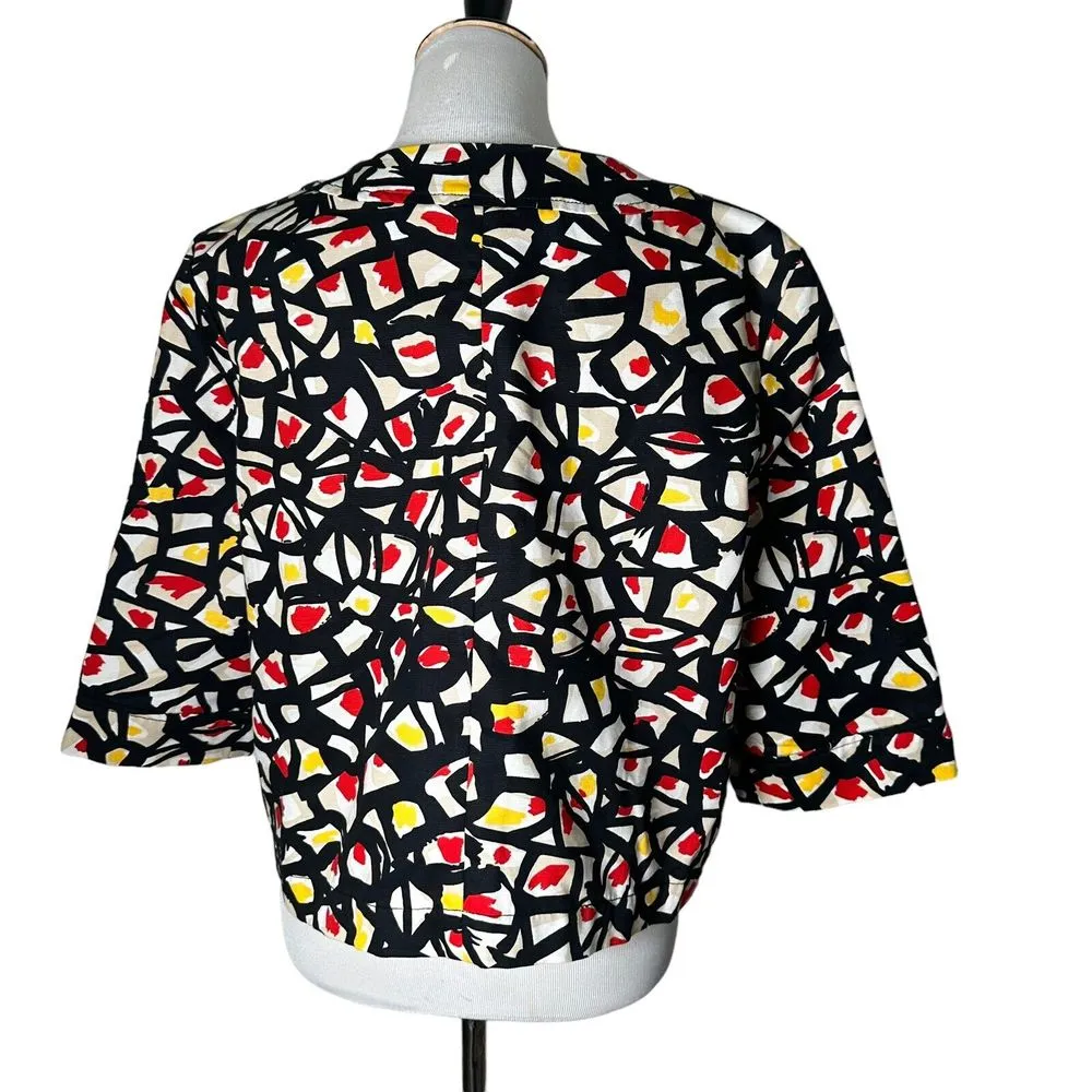 Rudy Rd Maximalist Statement Piece Blazer Womens 14 Artsy Geometric Print Jacket Black - Image 3