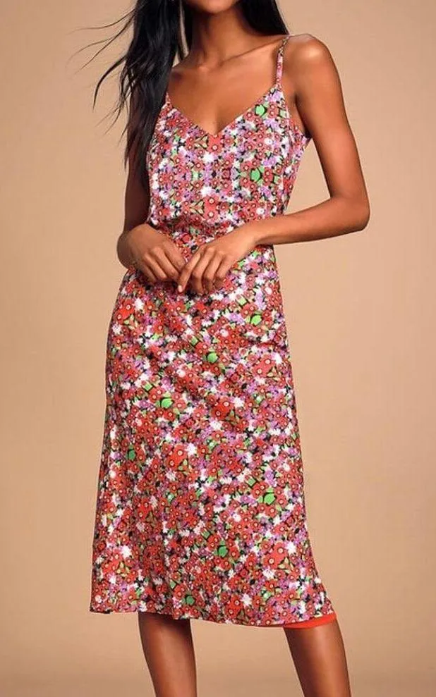 Lulu's Zenia Coral Red Multi Floral Print Cropped Cami Top - Large - Image 13