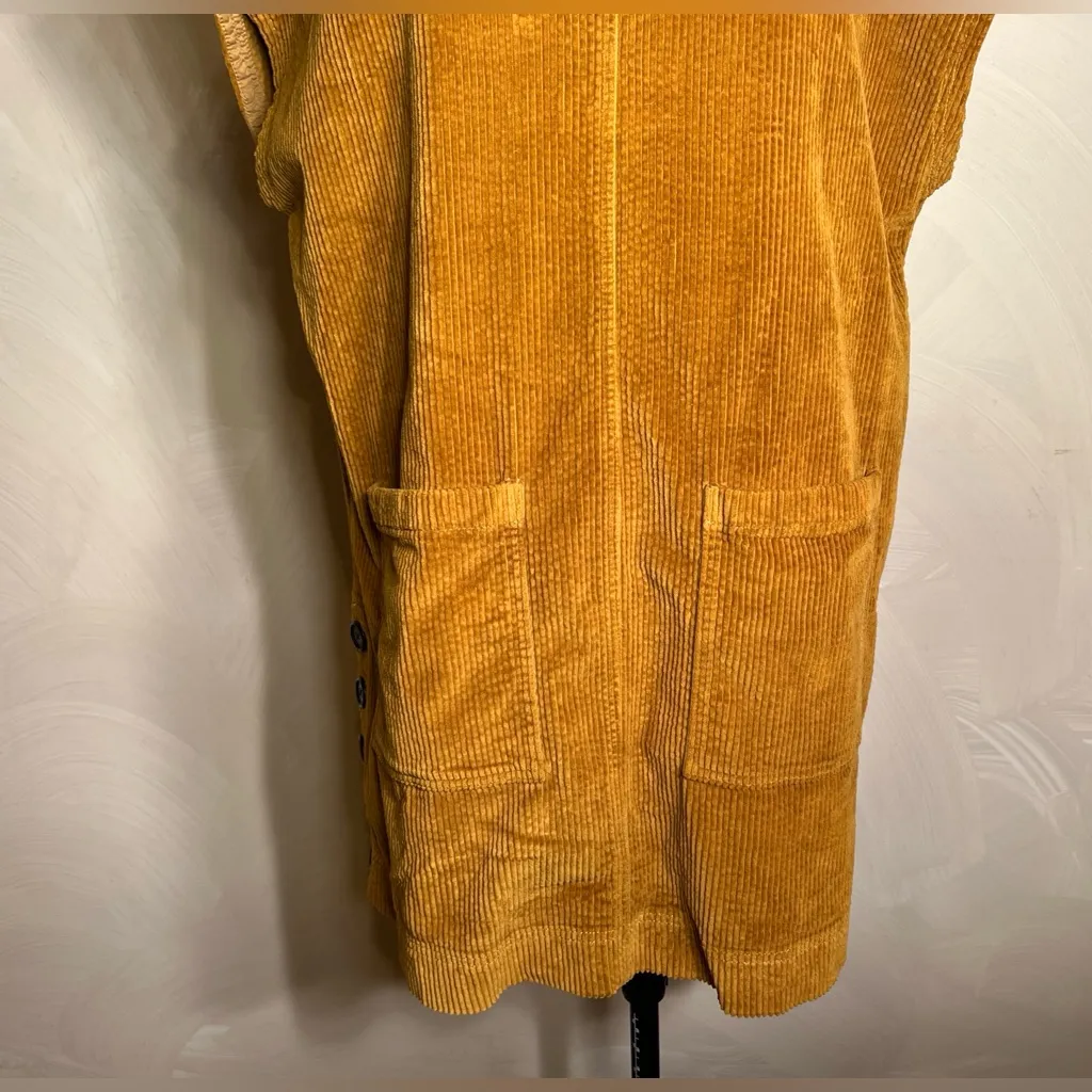 Madewell Women’s Corduroy V-Neck Side-Button Shift Dress, Antique Gold |Size:XL - Image 7