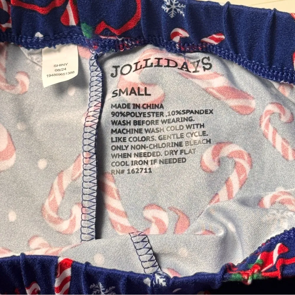 Jolliday Women’s Seasonal Holiday Candy Cane Print Soft Leggings NWT Sz S Blue - Image 3