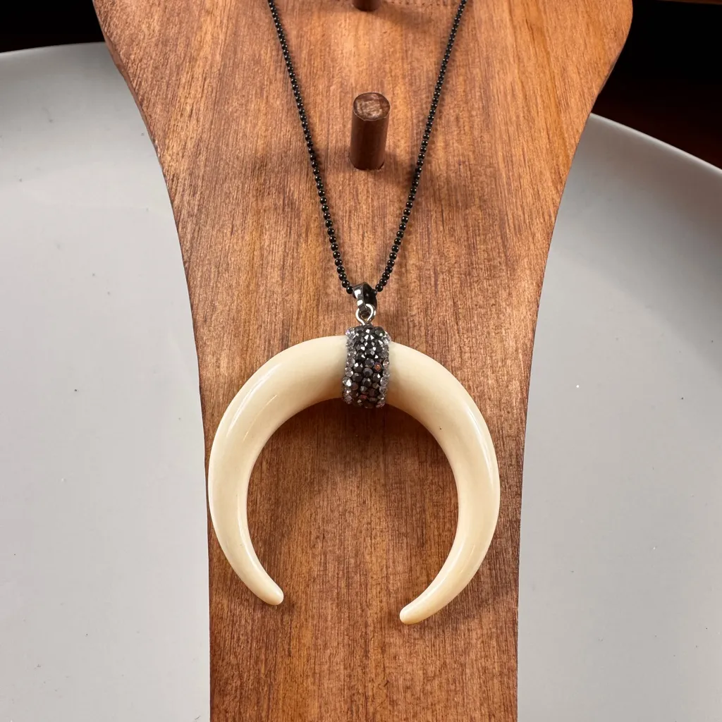 Free People Crescent Pendant Necklace with Black Chain - Image 7