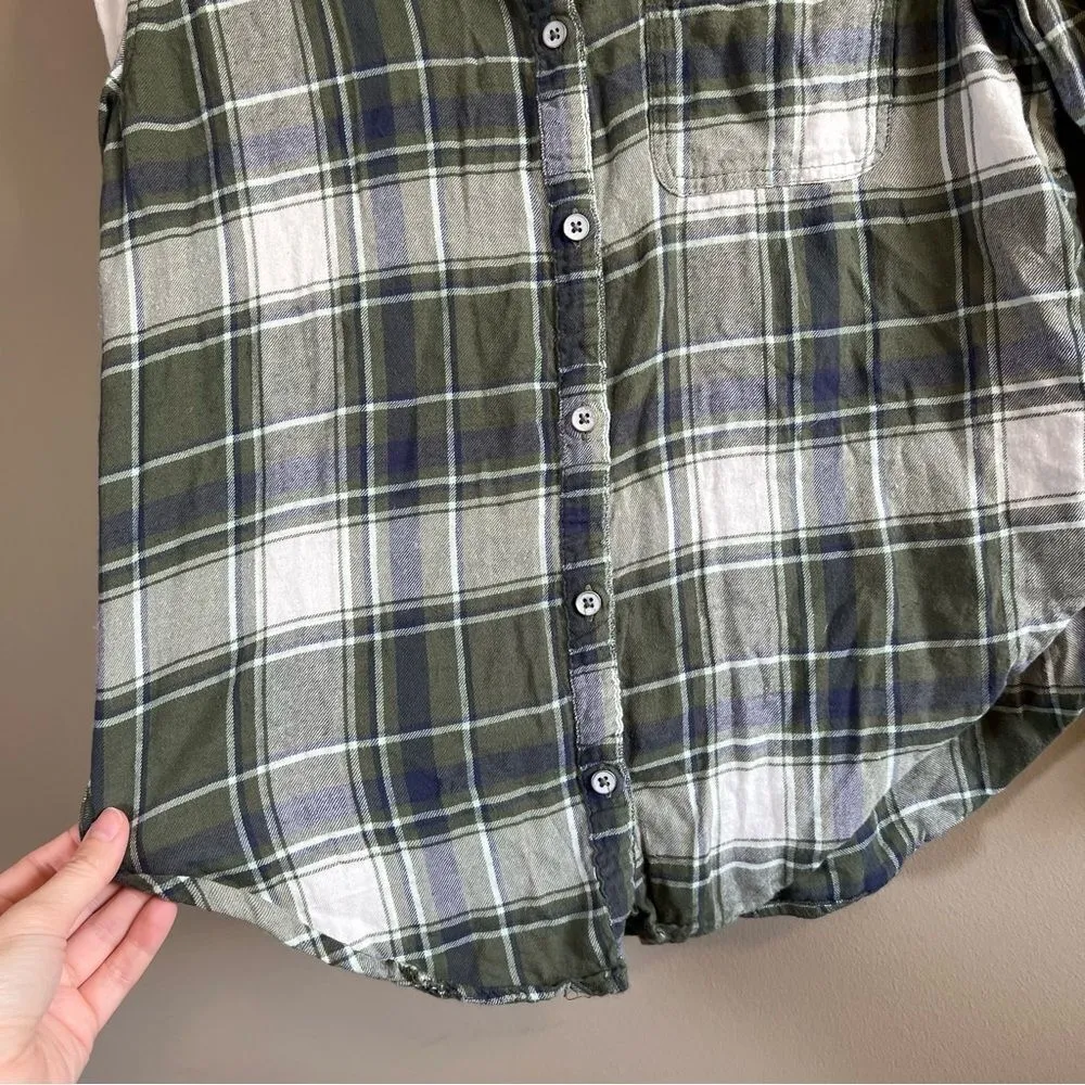 ✨ Aerie Women’s Green Plaid Button Down Shirt XS - Image 4