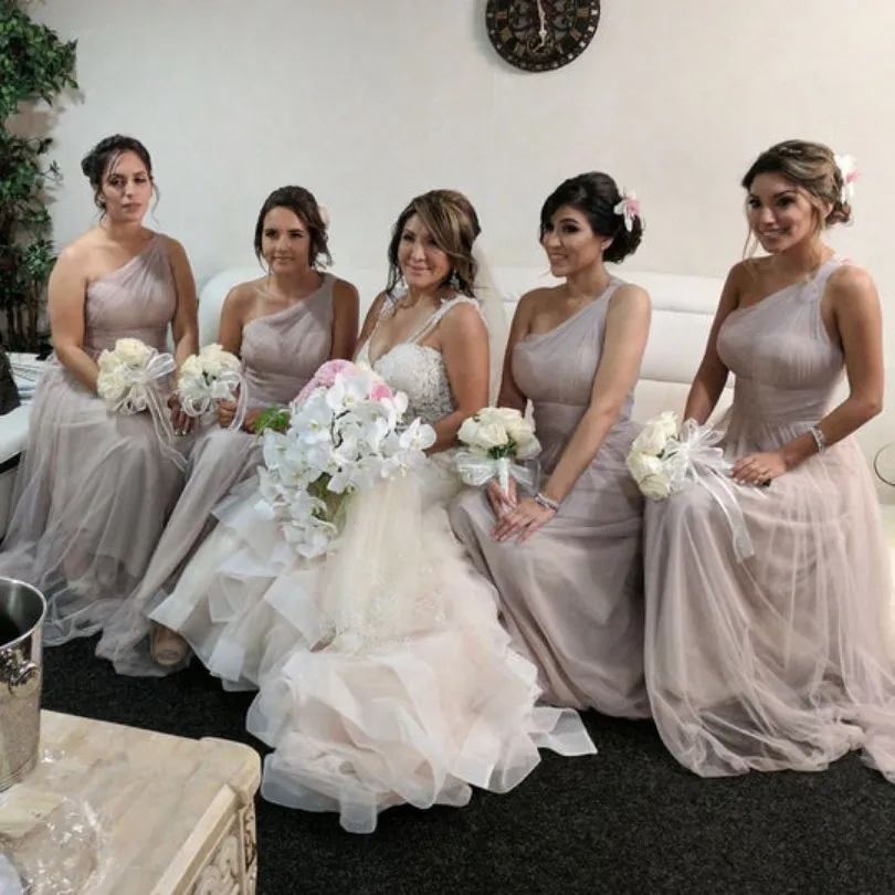 Wtoo by Watters 141 Convertible Bobbinet Gown Latte Sz 8 with Bust Taken in‎ Pink - Image 3