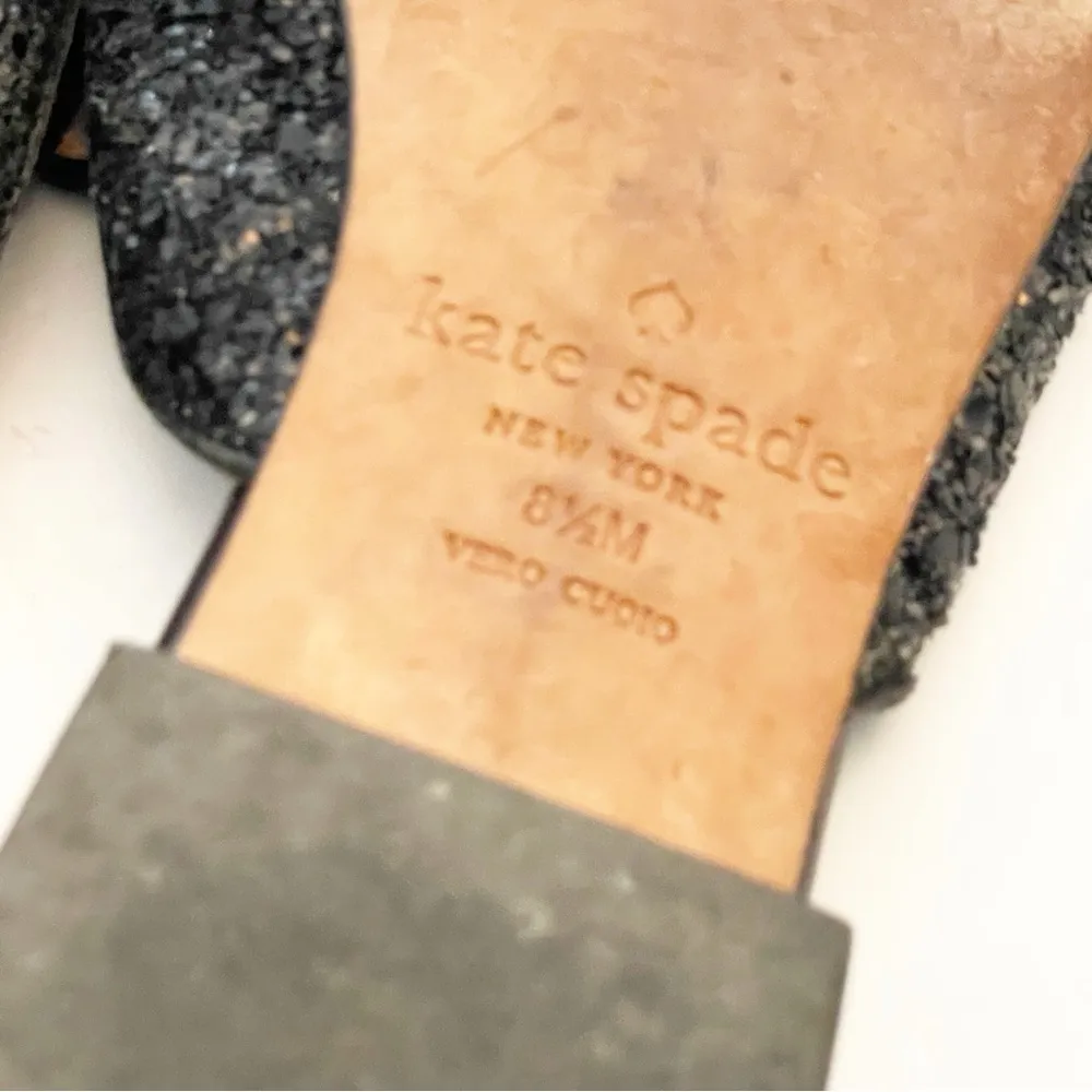 Kate Spade Size 8.5 Black Glitter Slip on Mules Almond Toe - Image 7