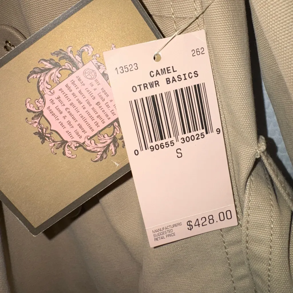 NEW Y2K Vintage Juicy Couture Cotton Double-Breasted Tan Beige Small Trench Coat - Image 15