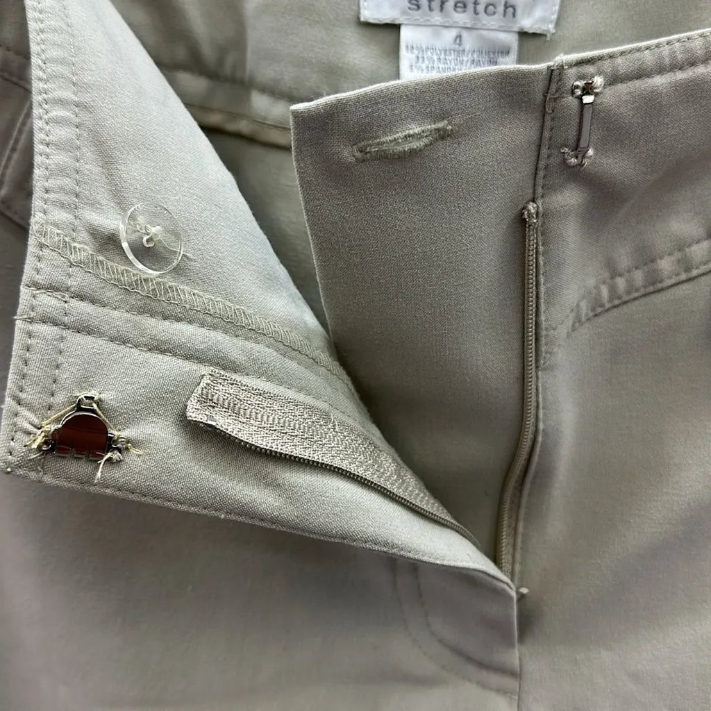 Worthington Stretch Cream Khaki Wide Leg Capri Pants with Pockets Womens 4 - Image 7